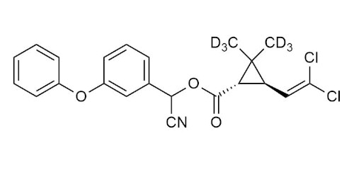 Molecular structure of trans-Cypermethrin-D6 reference standard, deuterated pyrethroid, CAS 82523-65-7