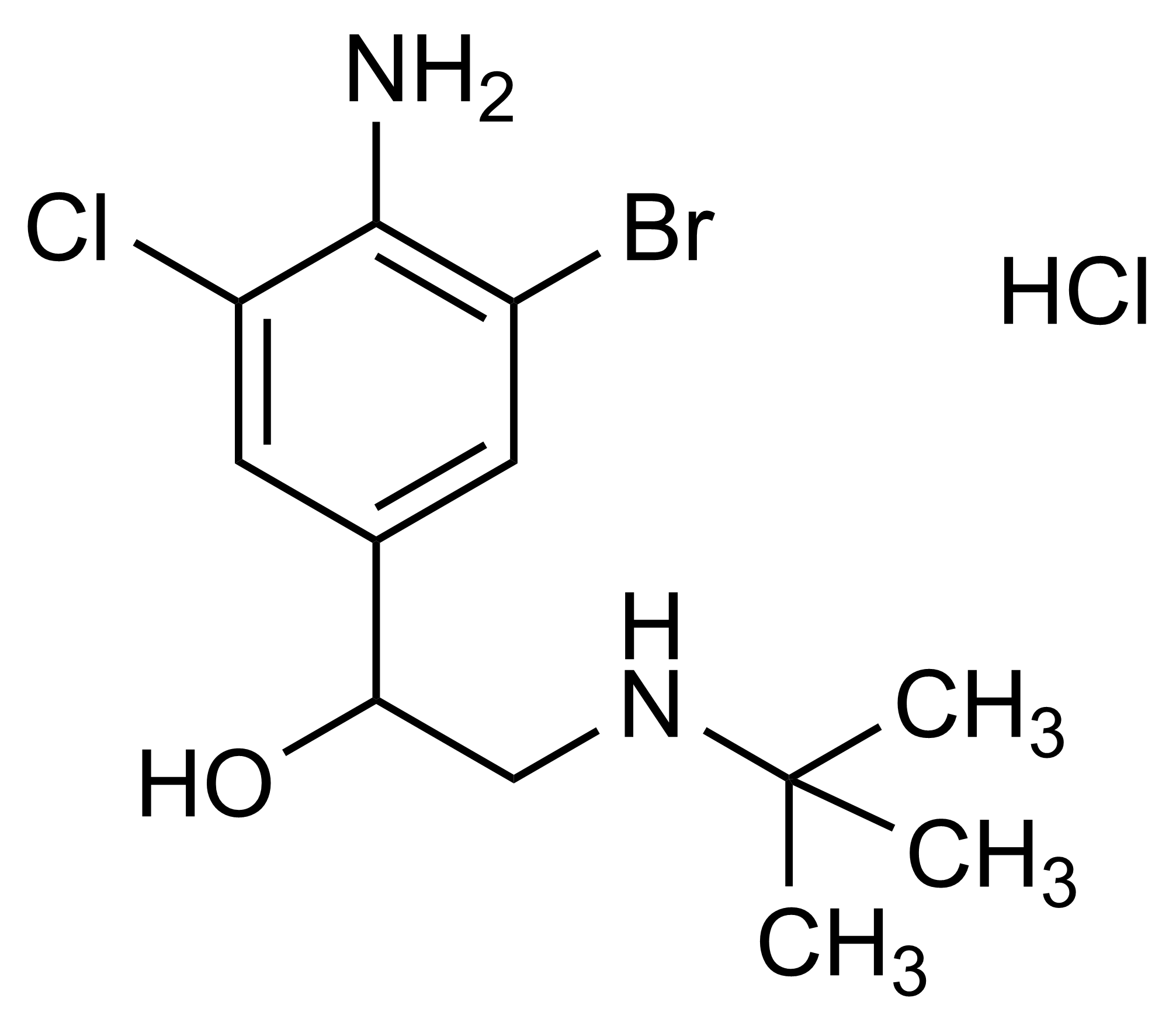 Bromchlorbuterol hydrochloride reference standard structure image Bromchlorbuterol hydrochloride reference standard molecular structure for LC-MS/MS and GC-MS quantification