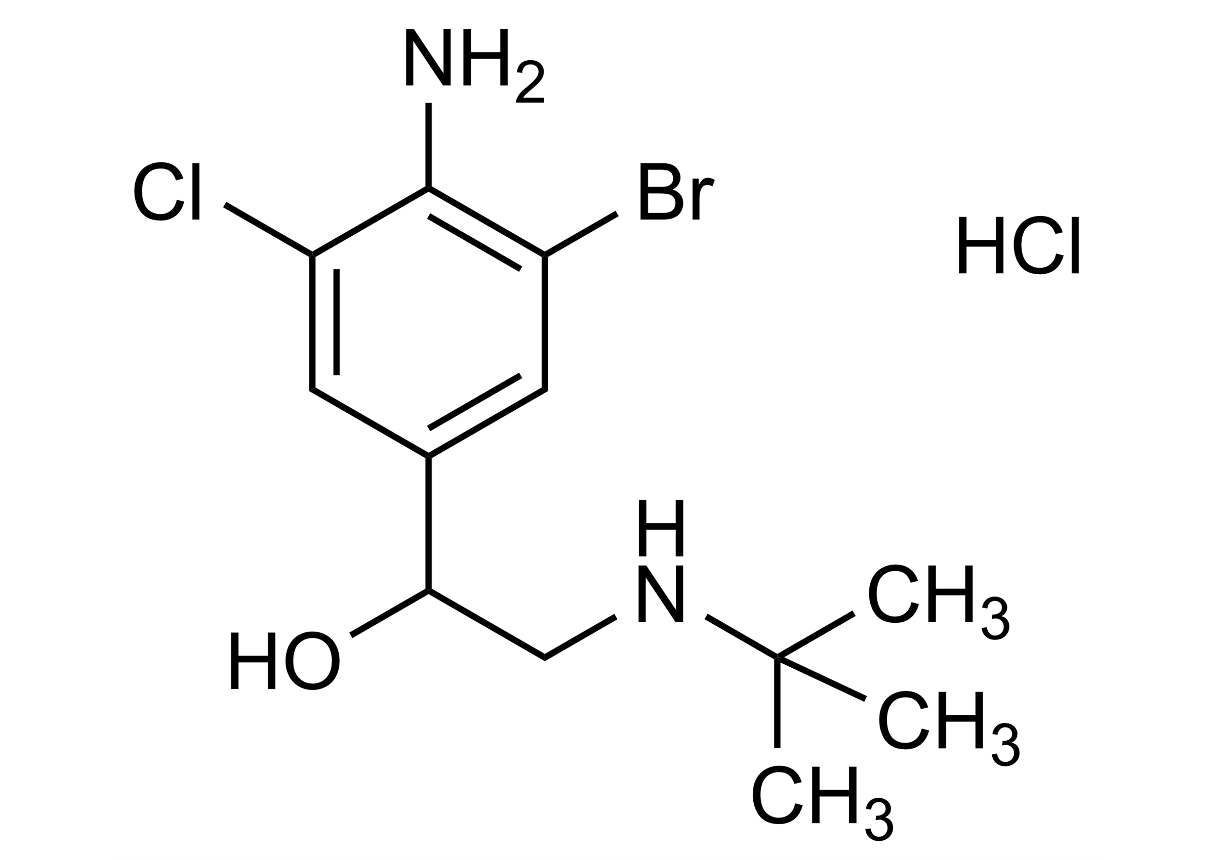 Bromchlorbuterol hydrochloride reference standard structure image Bromchlorbuterol hydrochloride reference standard molecular structure for LC-MS/MS and GC-MS quantification