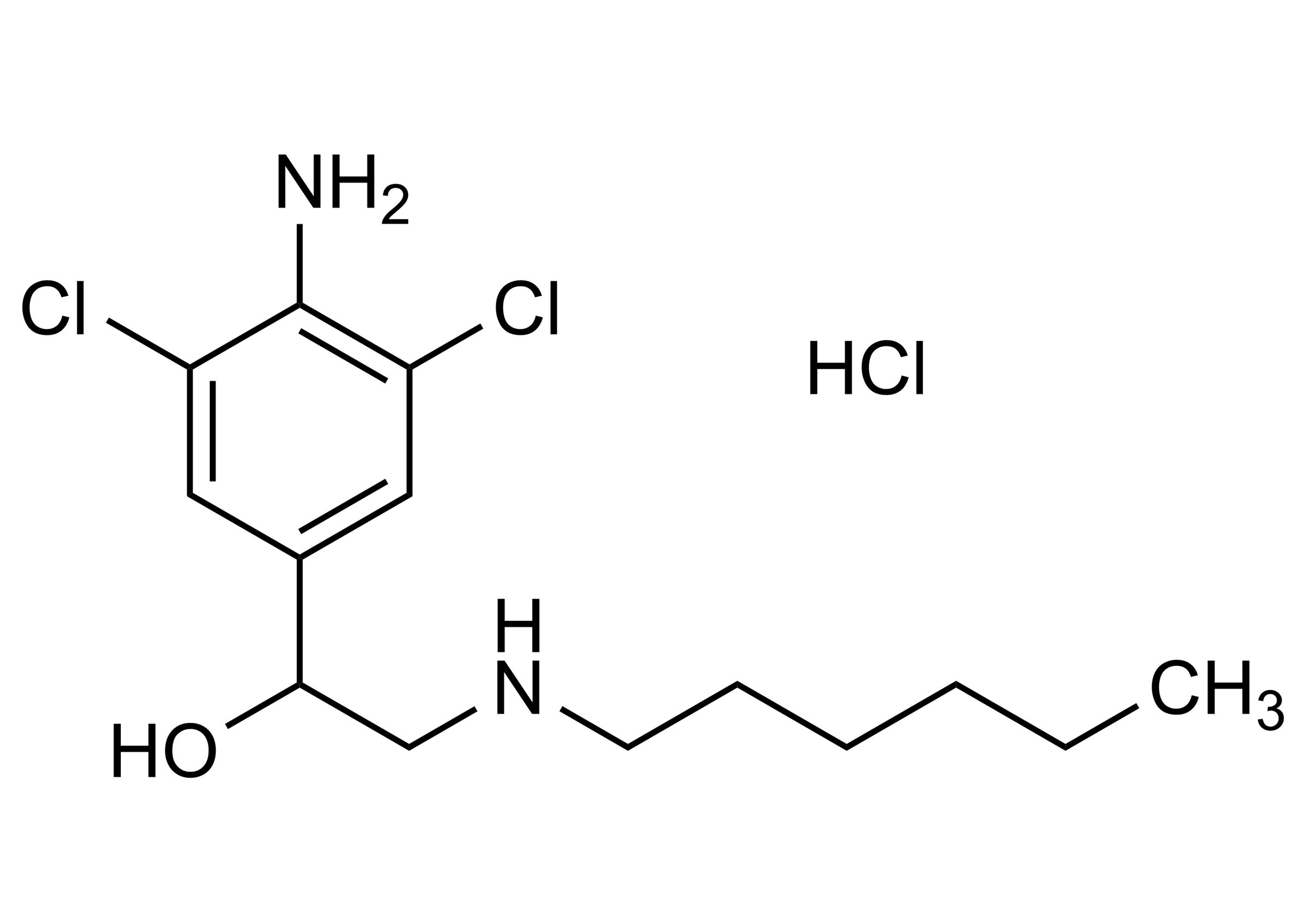 Clenhexerol hydrochloride reference standard structure for MS quantification Clenhexerol hydrochloride molecular structure reference standard for LC-MS/MS and GC-MS