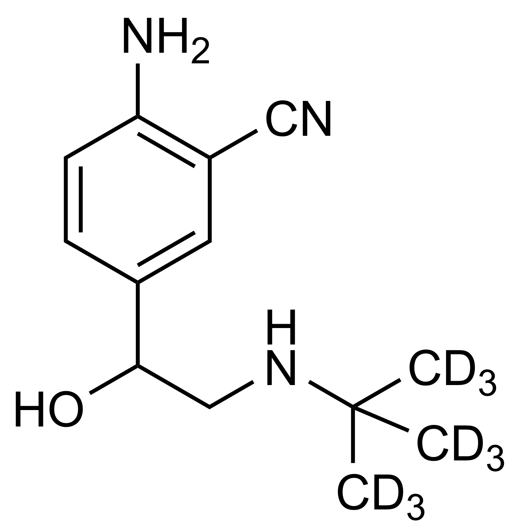 Cimbuterol-D9 Deuterated Reference Standard - Molecular Structure Cimbuterol-D9 reference standard molecular structure for LC-MS/MS and GC-MS analysis - WITEGA Laboratorien Berlin-Adlershof GmbH