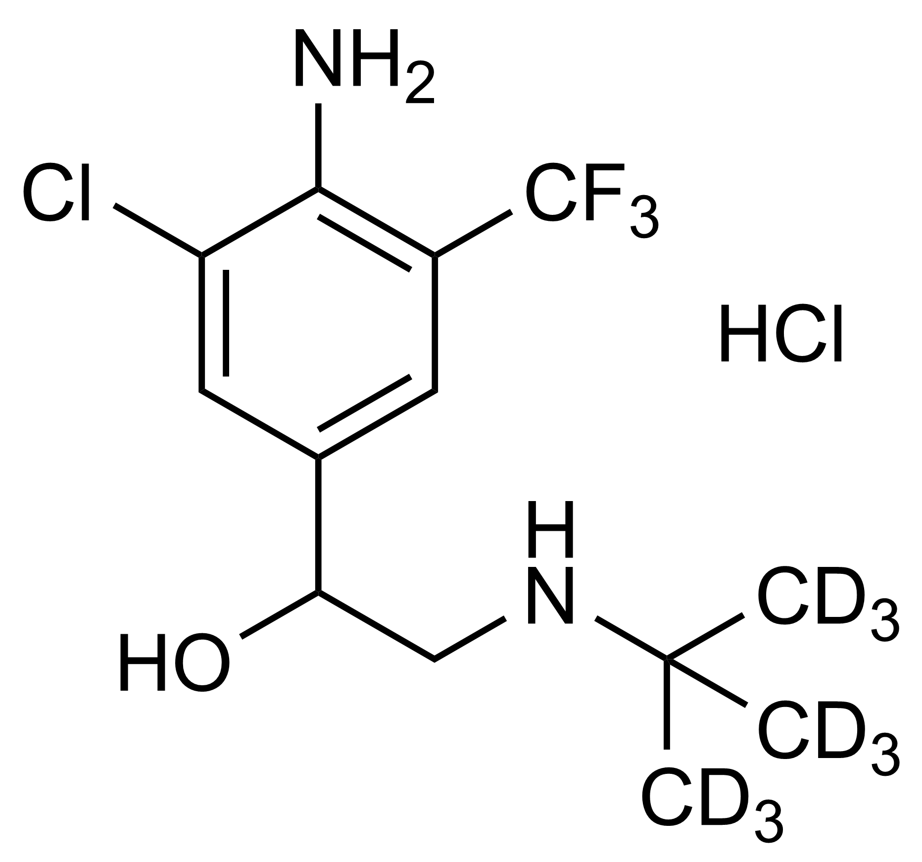 Mabuterol-D9 hydrochloride Reference Standard - Molecular Structure Mabuterol-D9 hydrochloride molecular structure reference standard for LC-MS/MS and GC-MS calibration
