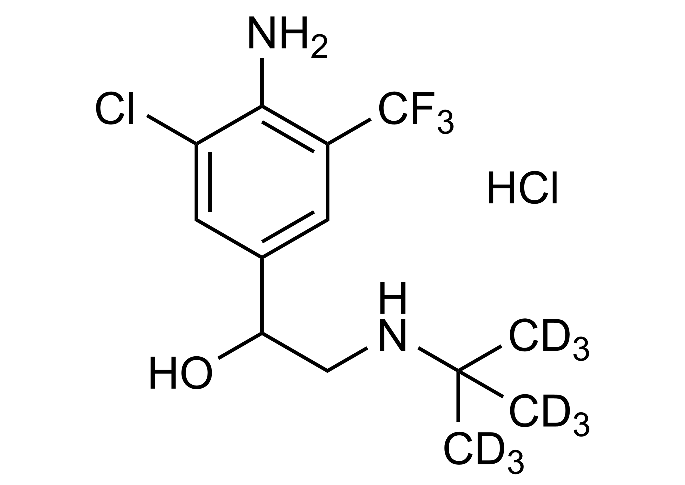 Mabuterol-D9 hydrochloride Reference Standard - Molecular Structure Mabuterol-D9 hydrochloride molecular structure reference standard for LC-MS/MS and GC-MS calibration