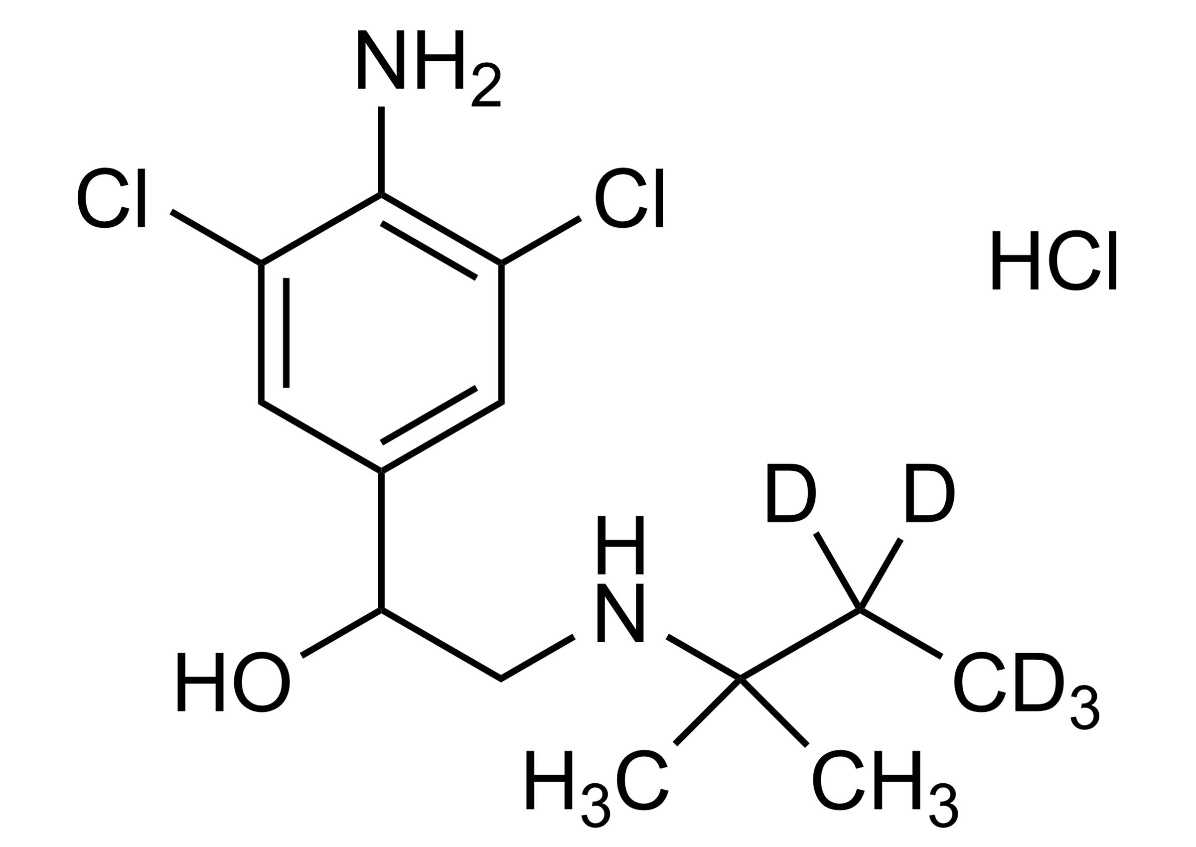 Clenpenterol-D5 hydrochloride Reference Standard Structure - WITEGA Laboratorien Berlin-Adlershof GmbH Clenpenterol-D5 hydrochloride (CAS 1794793-20-6) reference standard molecular structure by WITEGA Laboratorien Berlin-Adlershof GmbH