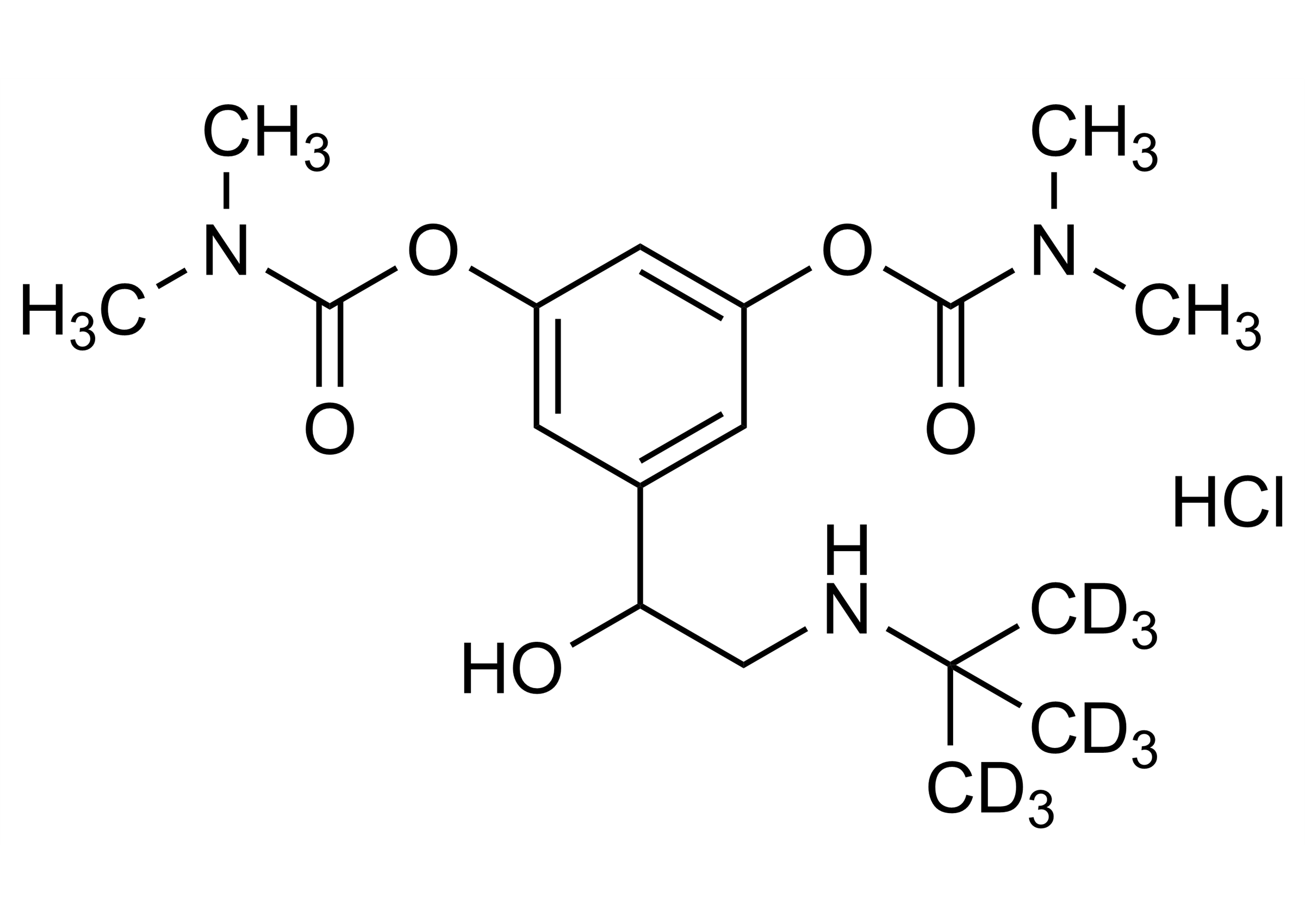 Bambuterol-D9 Hydrochloride Reference Standard Structure Bambuterol-D9 hydrochloride reference standard molecular structure for LC-MS/MS and GC-MS