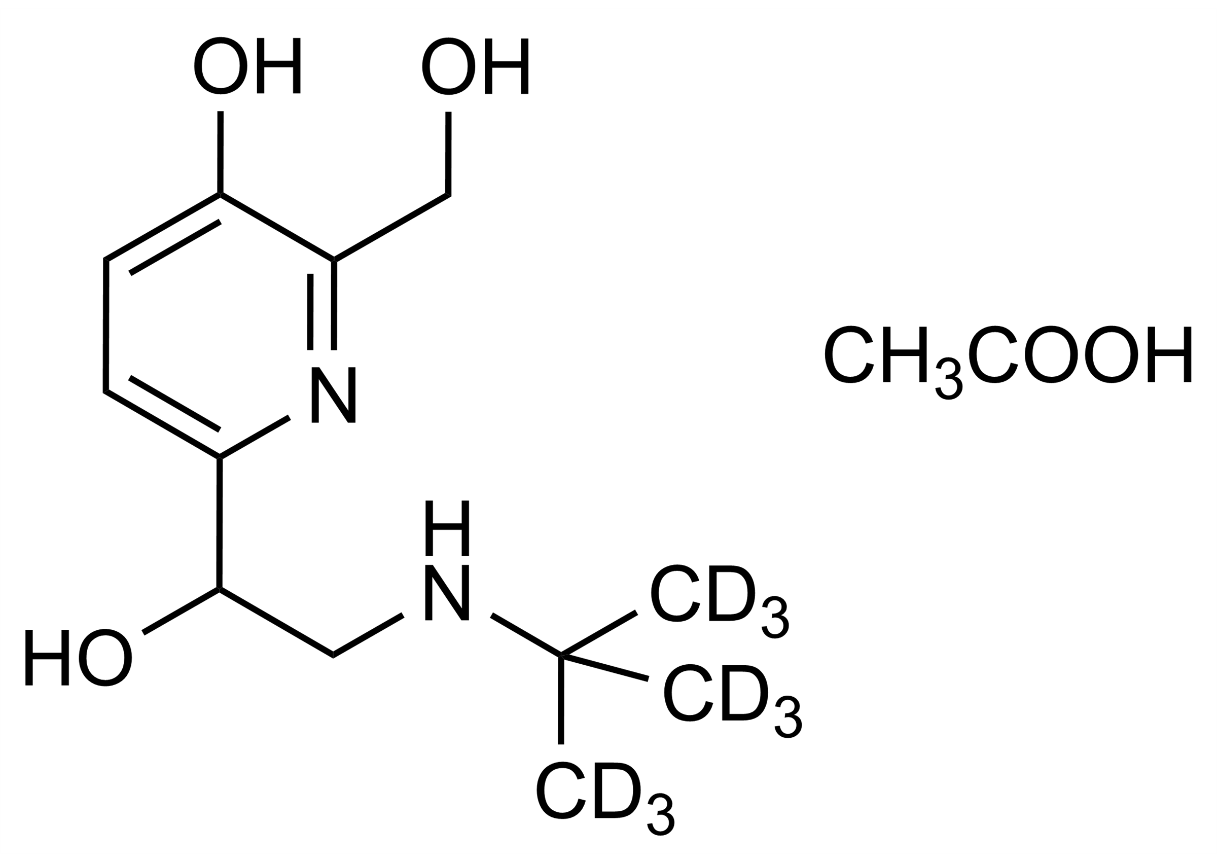 Pirbuterol-D9 acetate Reference Standard Structure - CAS 1431291-46-1 Pirbuterol-D9 acetate reference standard (CAS 1431291-46-1) for LC-MS/MS and GC-MS calibration - WITEGA Laboratorien Berlin-Adlershof GmbH
