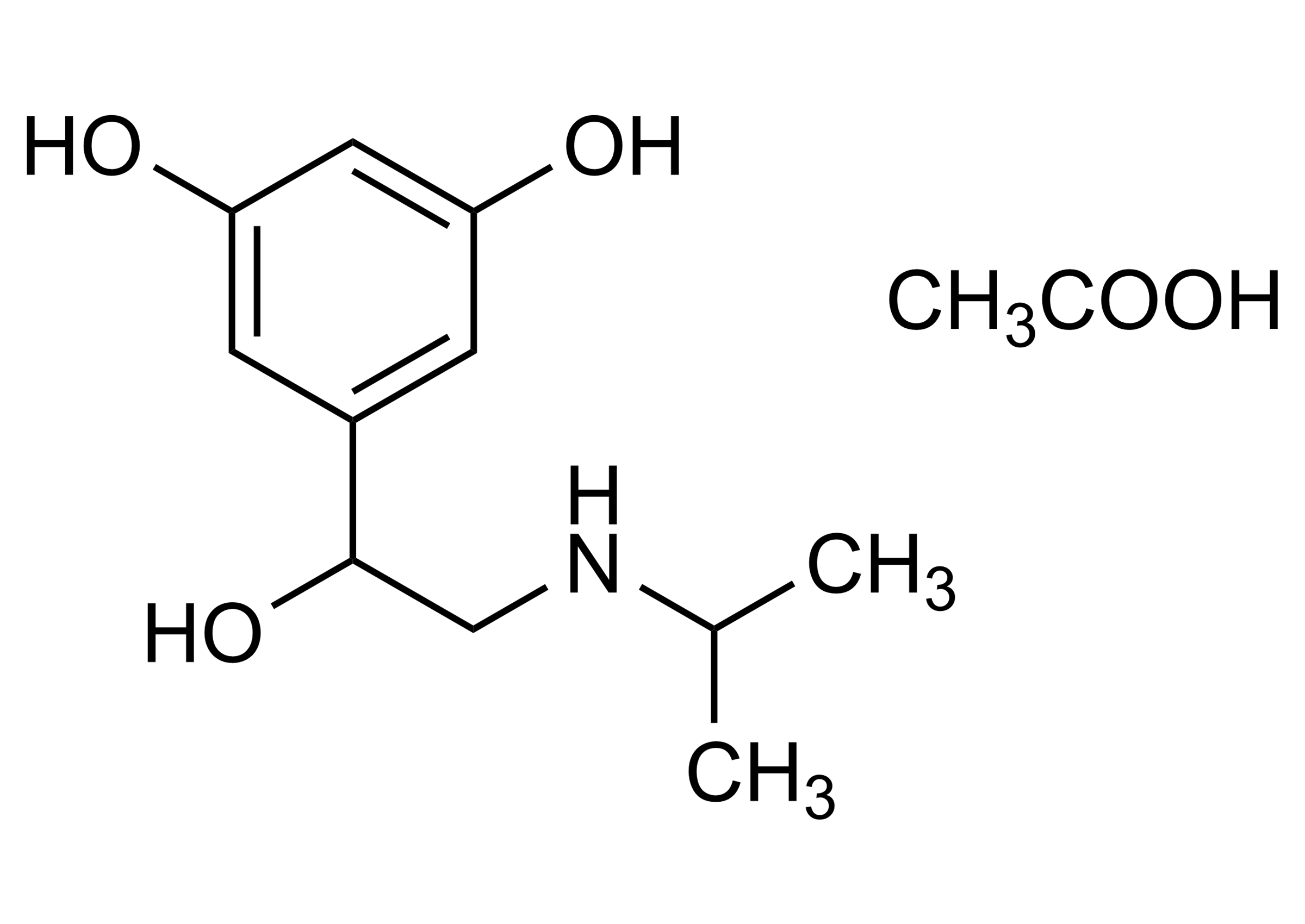 Molecular structure of Orciprenaline acetate hydrate Metaproterenol acetate hydrate reference standard for LC-MS/MS and GC-MS