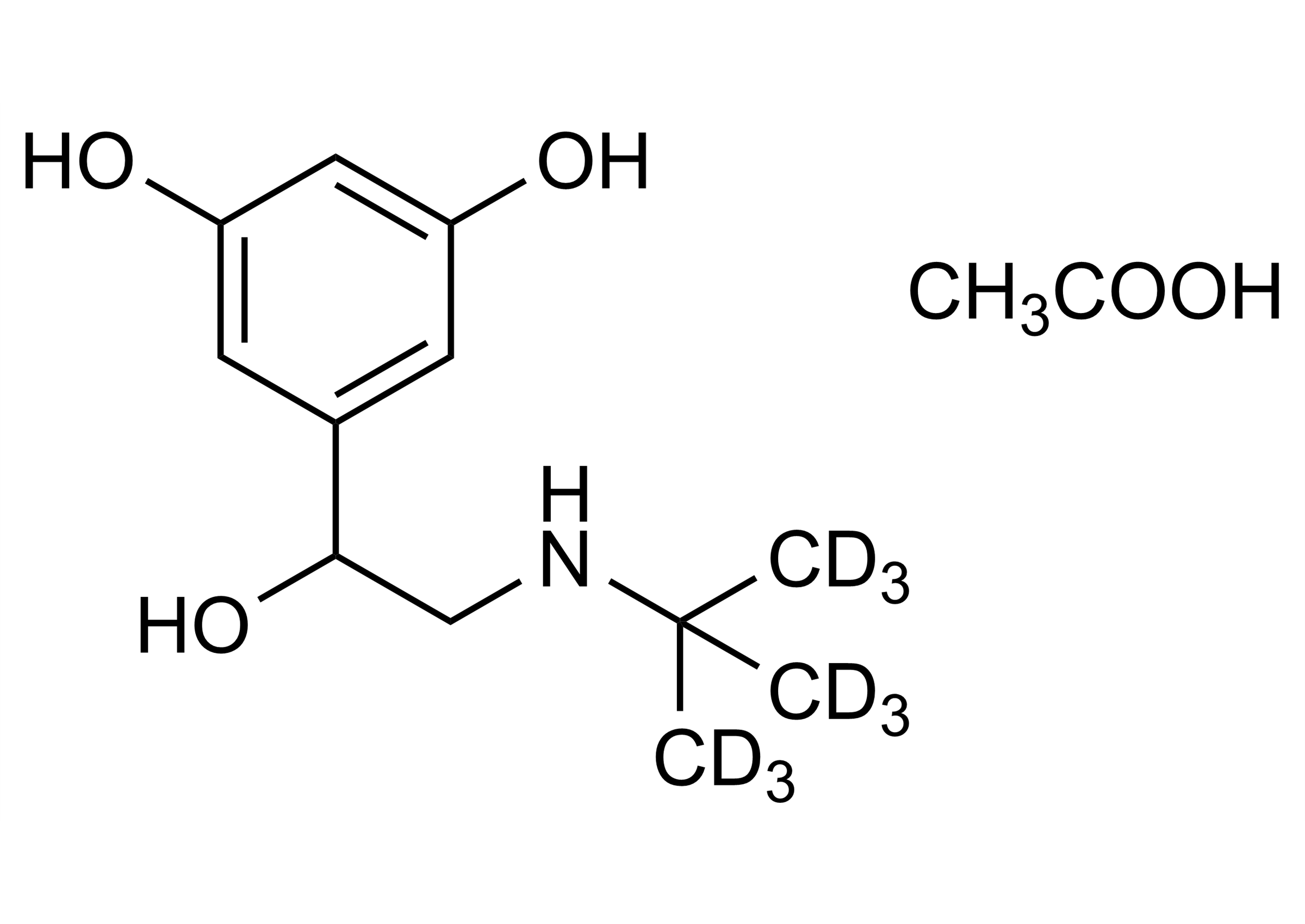 Terbutaline D9 acetate Reference Standard Structure Terbutaline D9 acetate molecular structure reference standard by WITEGA Laboratorien Berlin-Adlershof GmbH