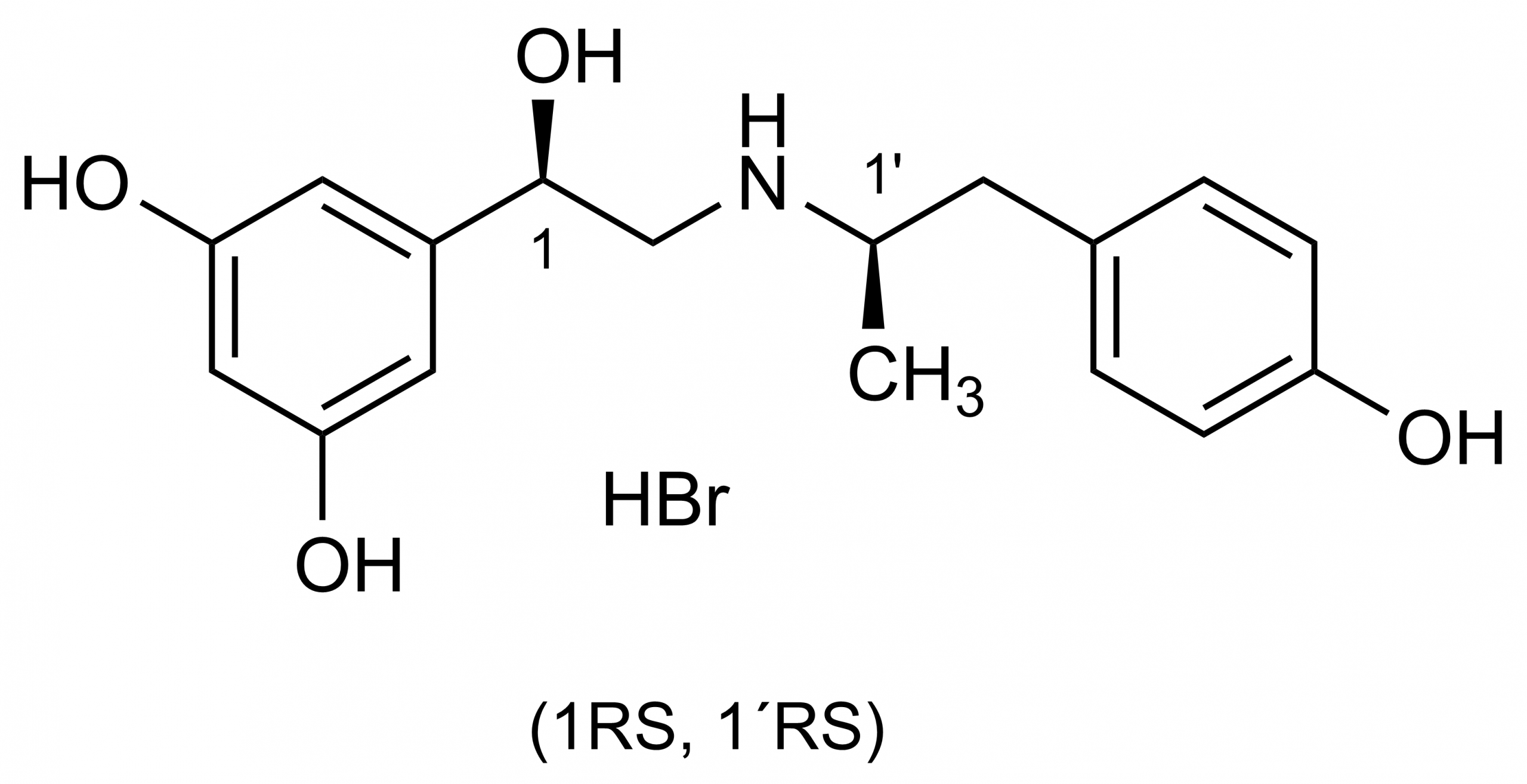 Fenoterol hydrobromide reference standard molecular structure for LC-MS/MS and GC-MS quantification