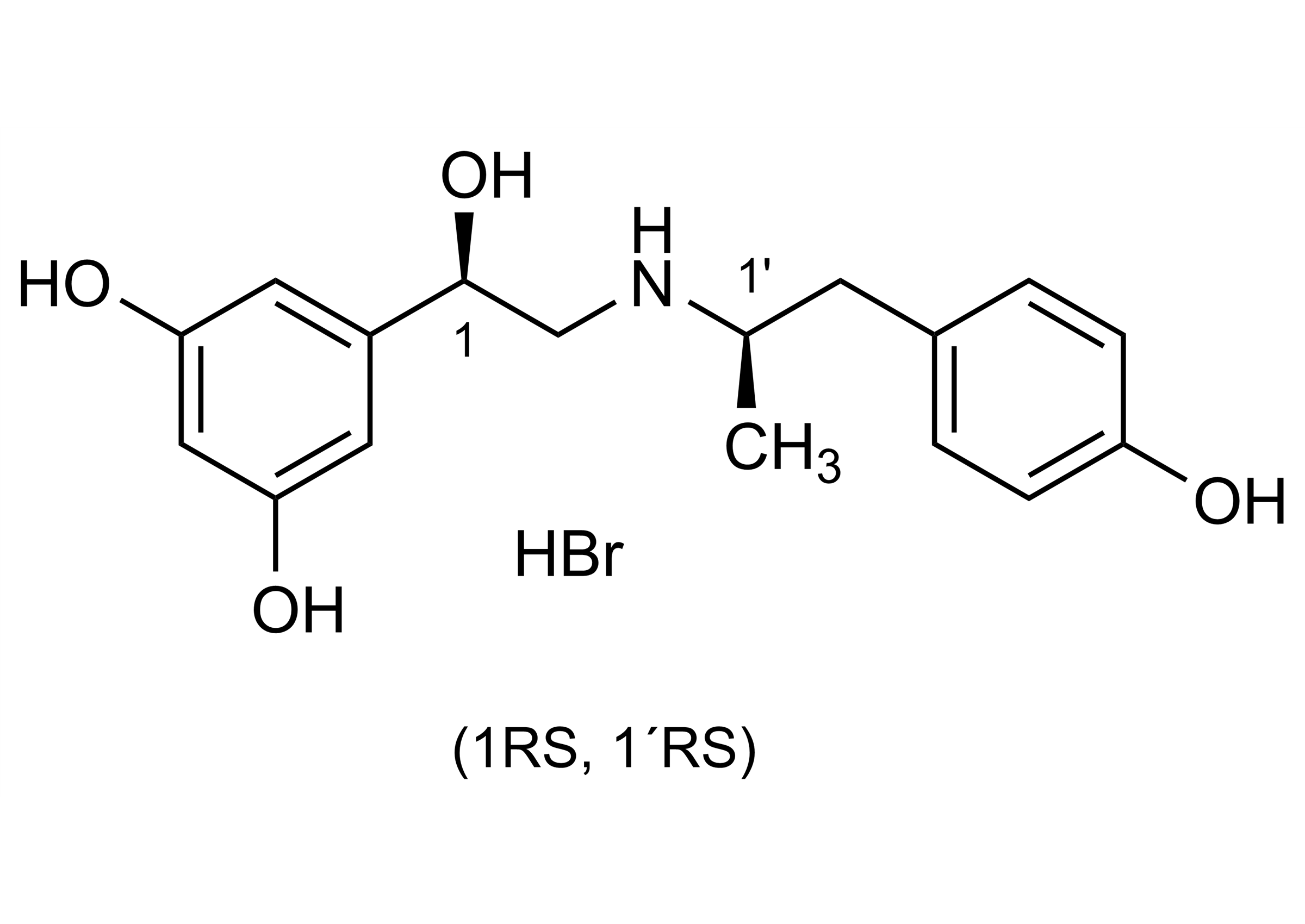 Fenoterol hydrobromide reference standard - LC-MS/MS and GC-MS calibration image Fenoterol hydrobromide reference standard molecular structure for LC-MS/MS and GC-MS quantification