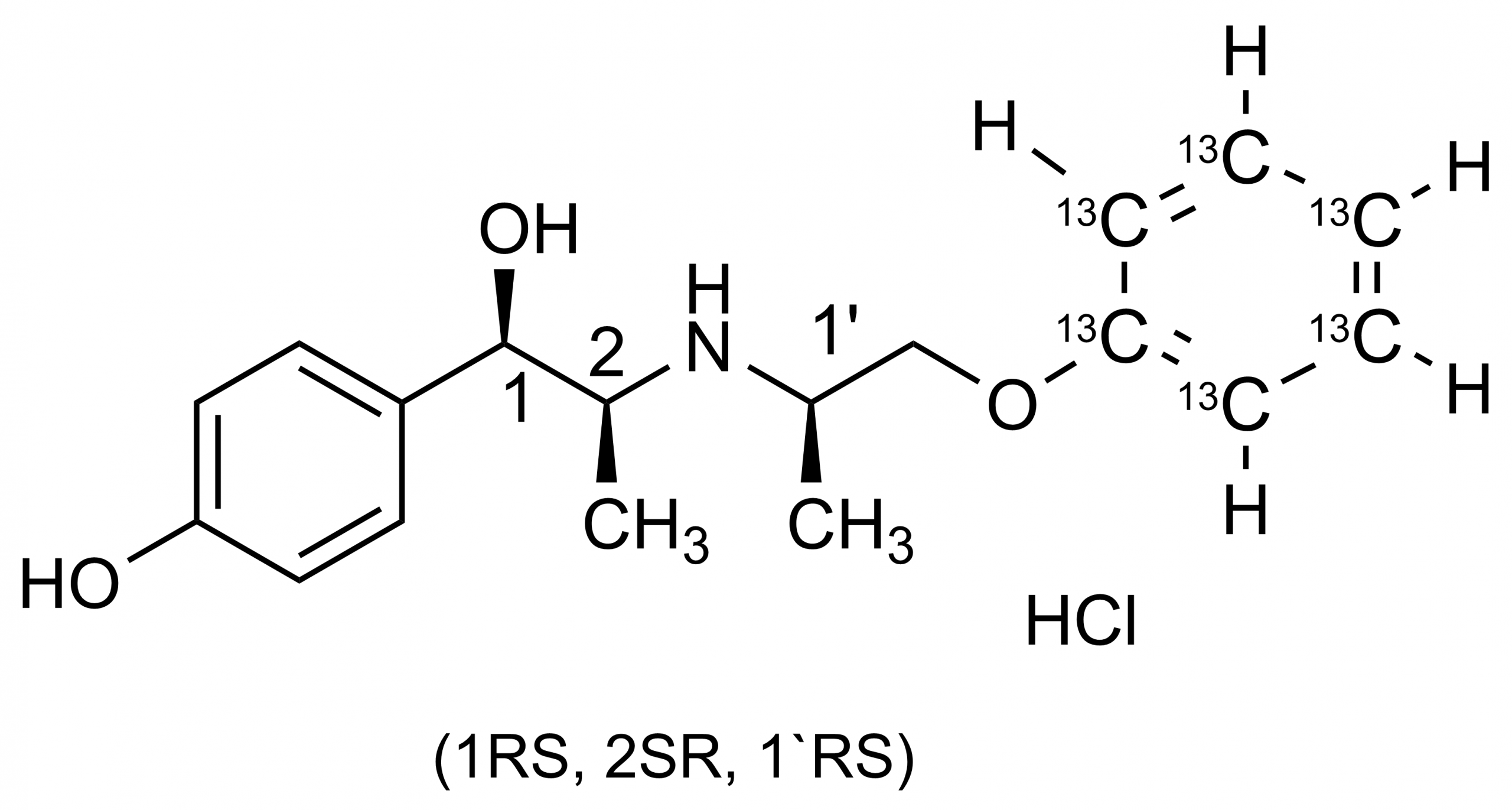 alloerythro Isoxsuprine 13C6 hydrochloride Reference Standard Structure Molecular structure of alloerythro Isoxsuprine 13C6 hydrochloride reference standard for LC-MS/MS and GC-MS