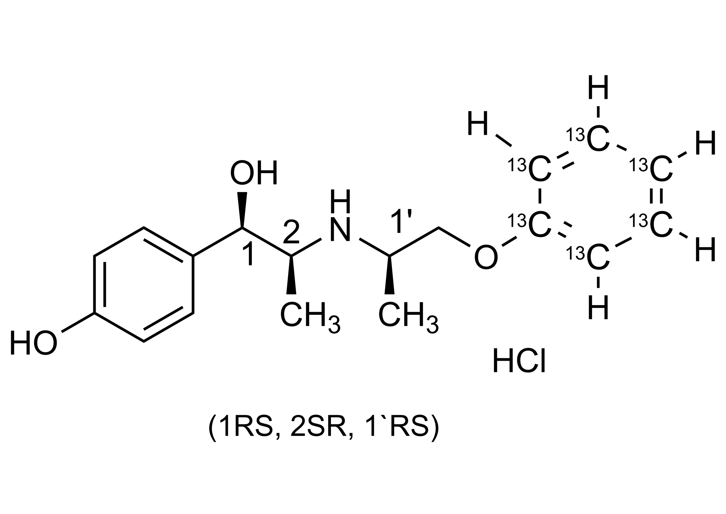 alloerythro Isoxsuprine 13C6 hydrochloride Reference Standard Structure Molecular structure of alloerythro Isoxsuprine 13C6 hydrochloride reference standard for LC-MS/MS and GC-MS