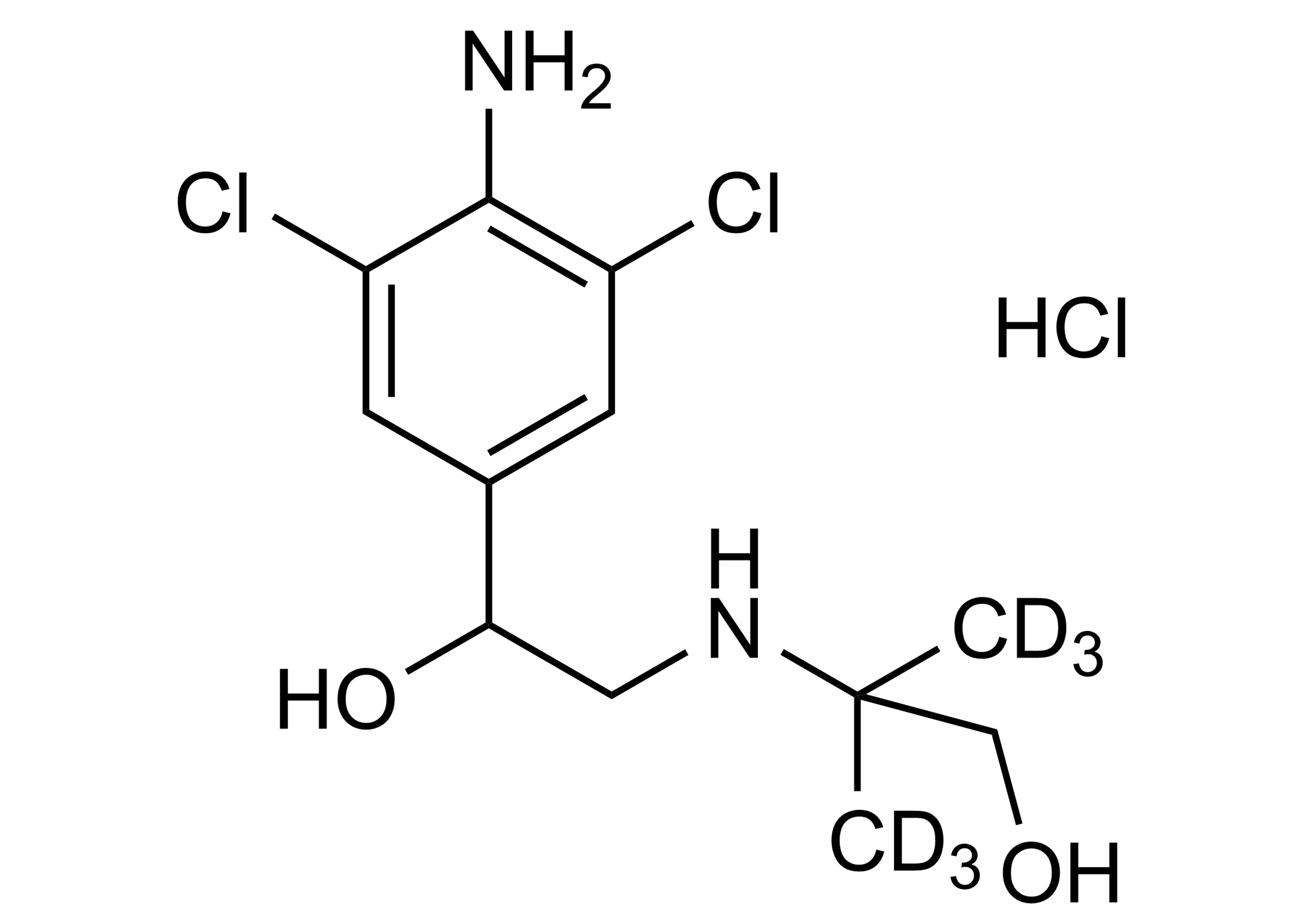 Hydroxymethylclenbuterol-D6 hydrochloride reference standard molecular structure for LC-MS/MS and GC-MS quantification
