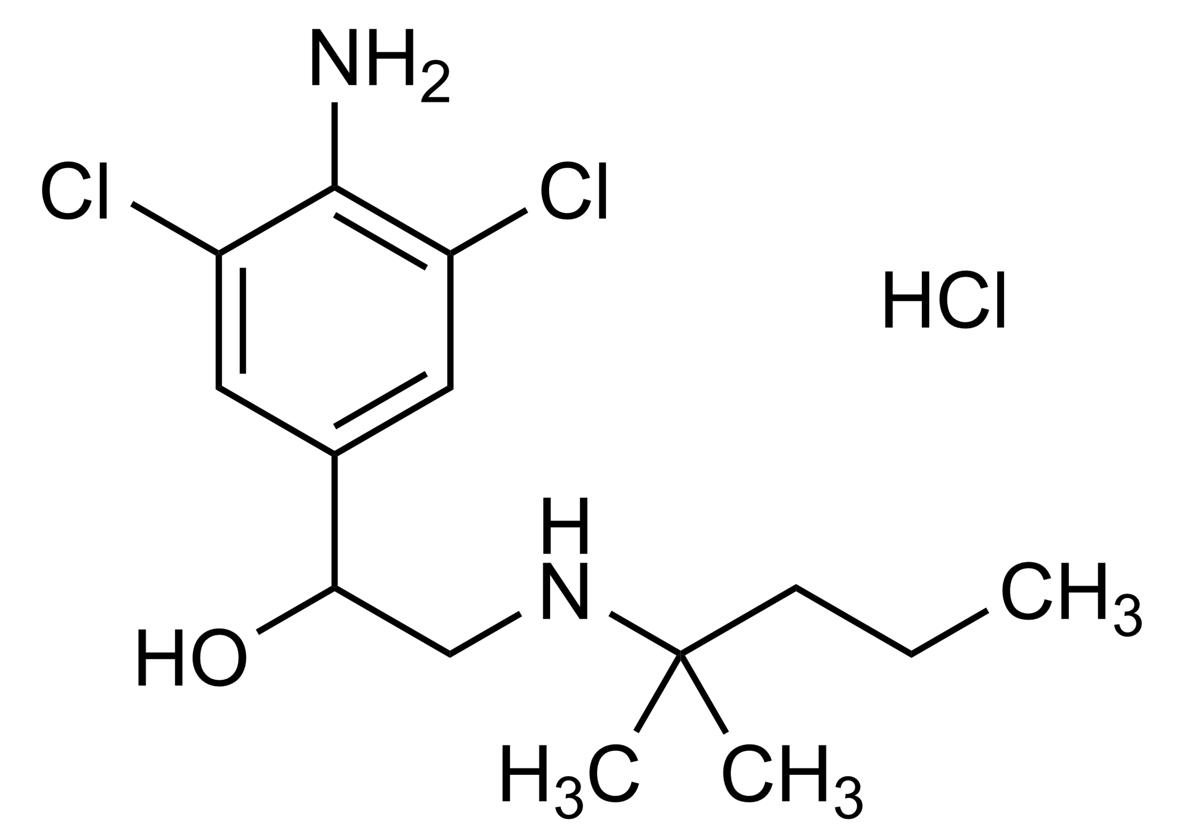 Clenisohexerol hydrochloride reference standard molecular structure - WITEGA Laboratorien Berlin-Adlershof GmbH Molecular structure of Clenisohexerol hydrochloride reference standard for LC-MS/MS and GC-MS quantification - WITEGA Laboratorien Berlin-Adlershof GmbH