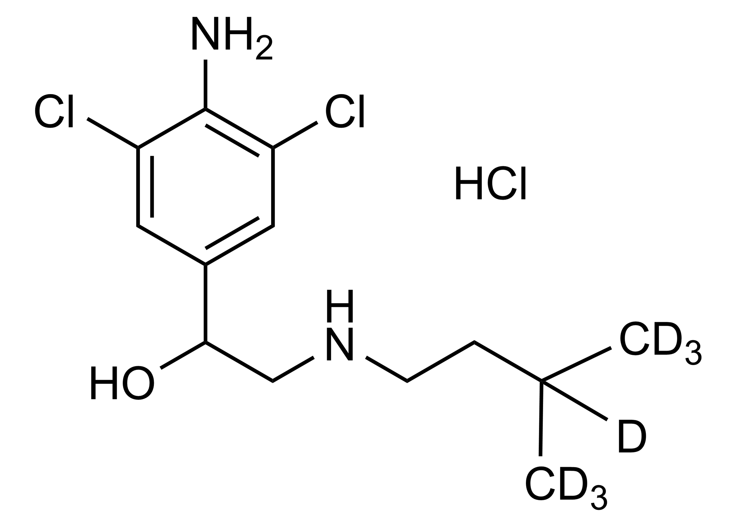 Clenisopenterol D7 hydrochloride Reference Standard (CAS 1794752-28-5) - Molecular Structure Clenisopenterol D7 hydrochloride reference standard for LC-MS/MS and GC-MS quantification (CAS 1794752-28-5) - WITEGA Laboratorien Berlin-Adlershof GmbH