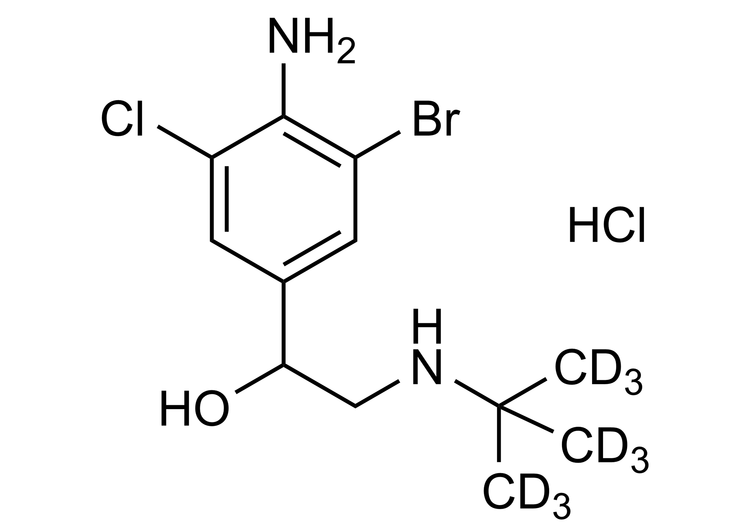 Molecular structure of Bromchlorbuterol-D9 hydrochloride reference standard Bromchlorbuterol-D9 hydrochloride reference standard for LC-MS/MS and GC-MS