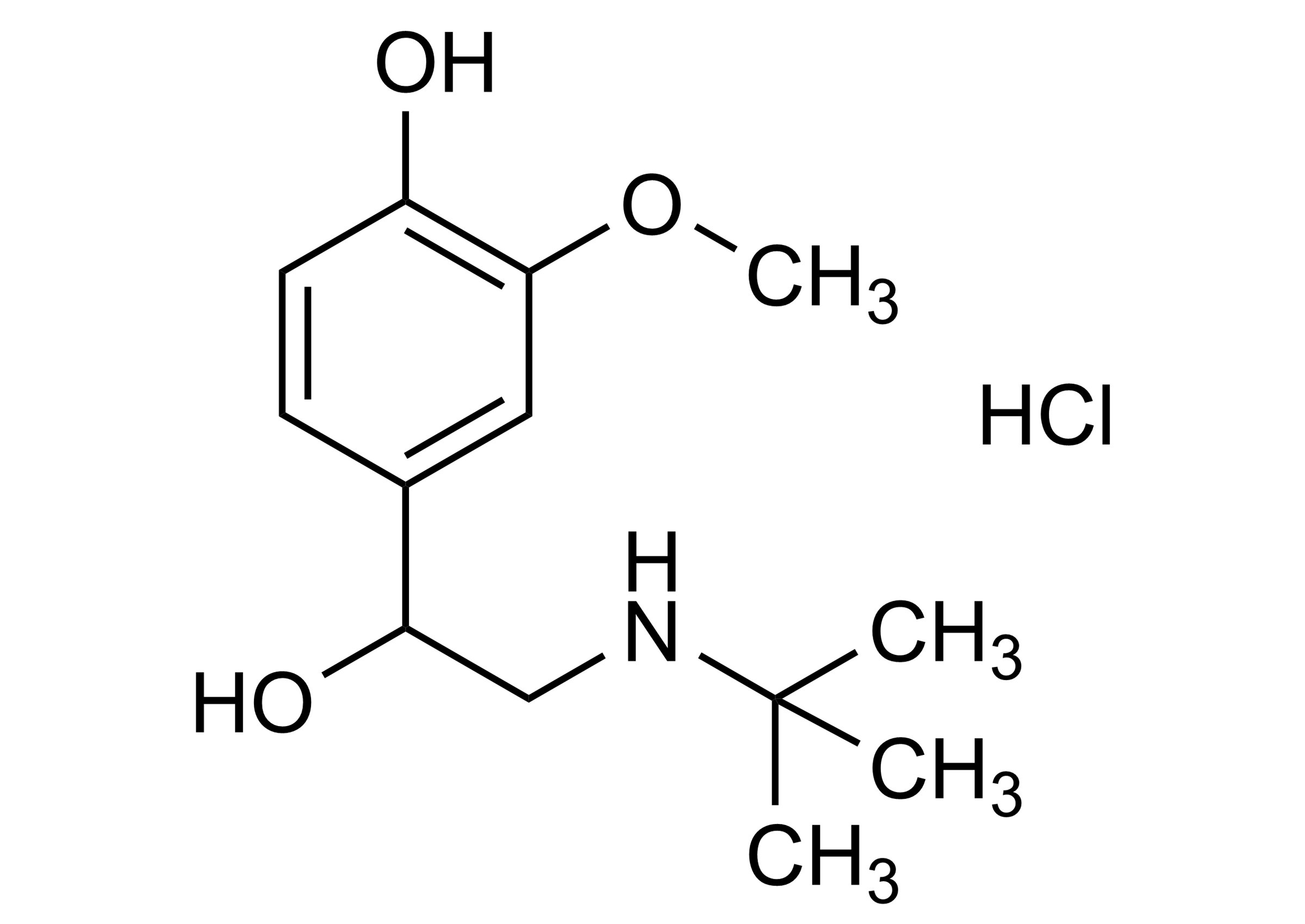 Molecular structure of Mebuctopamine hydrochloride 3-O-Methyl Colterol hydrochloride reference standard for LC-MS/MS and GC-MS assays