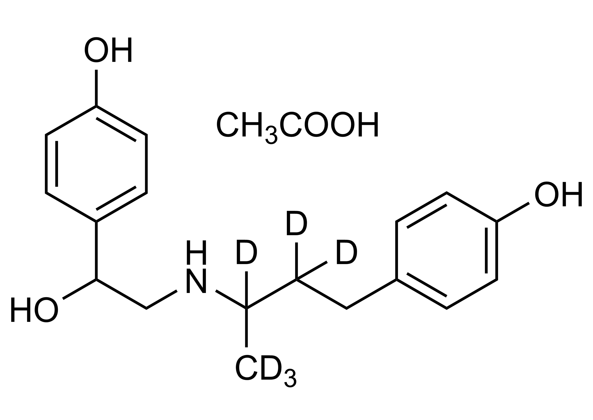 Ractopamine-D6 acetate Reference Standard Structure Image Ractopamine-D6 acetate reference standard molecular structure for LC-MS/MS and GC-MS
