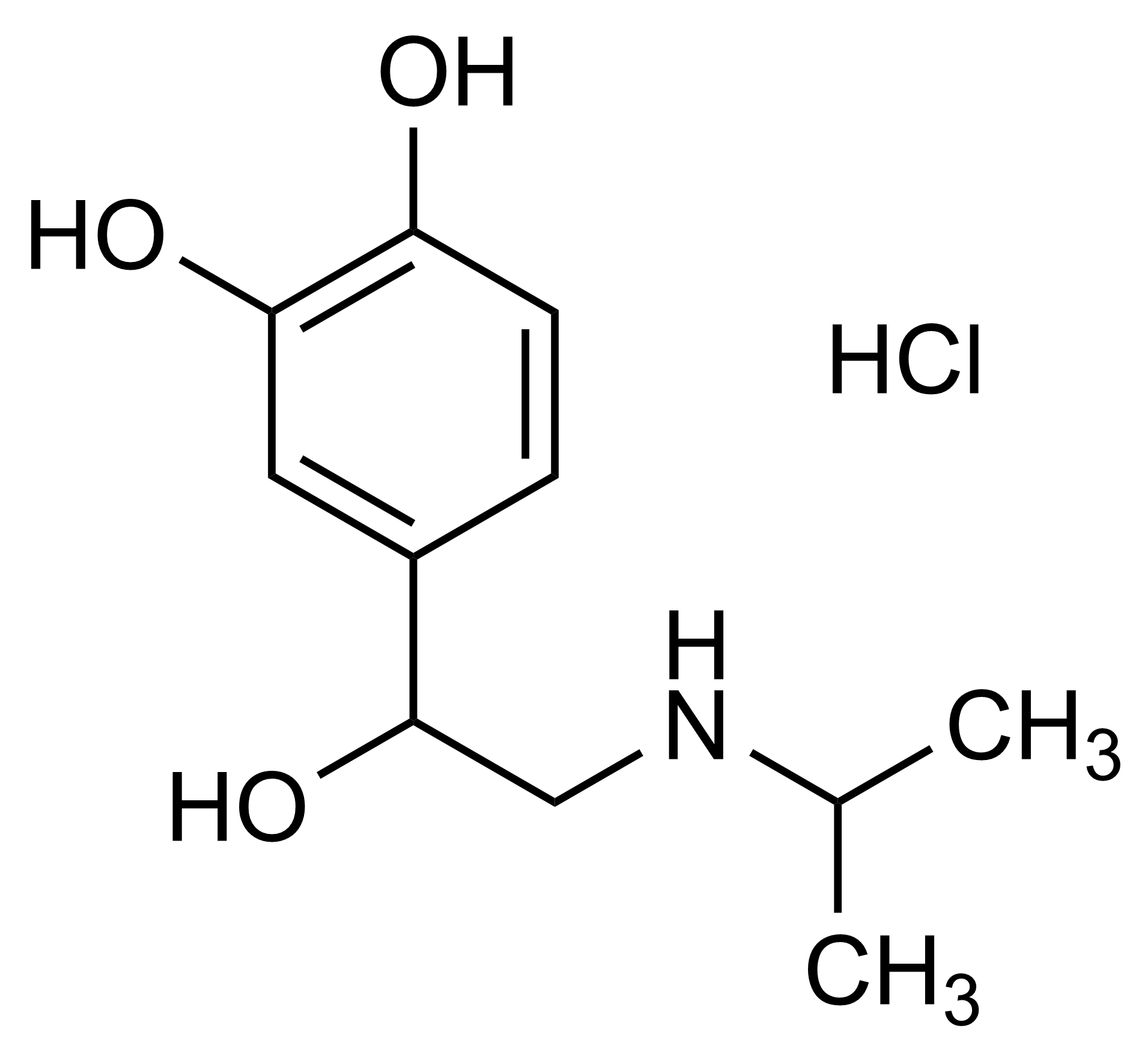 Isoproterenol hydrochloride Isoprenaline hydrochloride molecular structure reference standard (CAS 51-30-9)