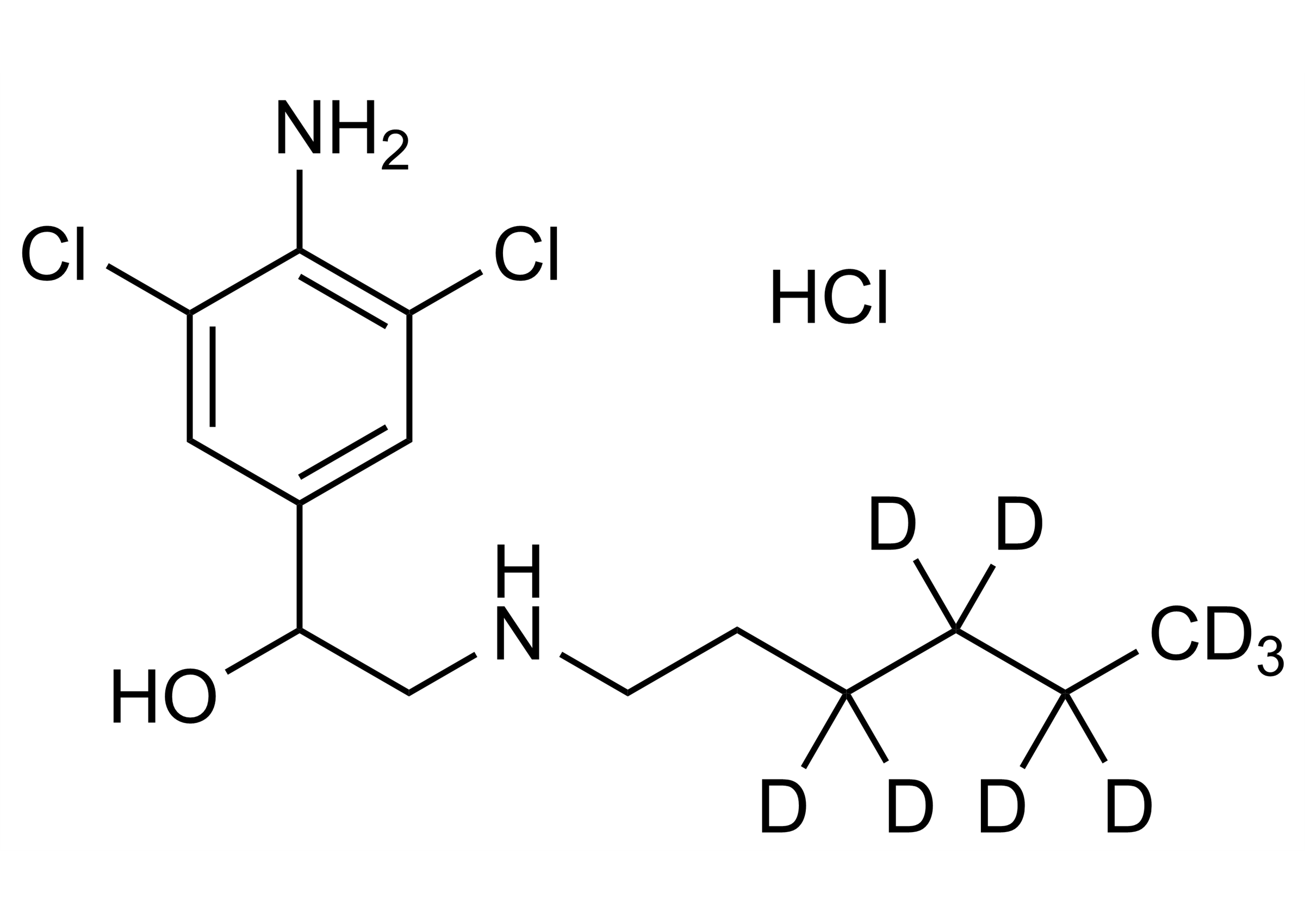 Clenhexerol D9 hydrochloride Reference Standard Structure Clenhexerol D9 hydrochloride reference standard molecular structure for LC-MS/MS and GC-MS