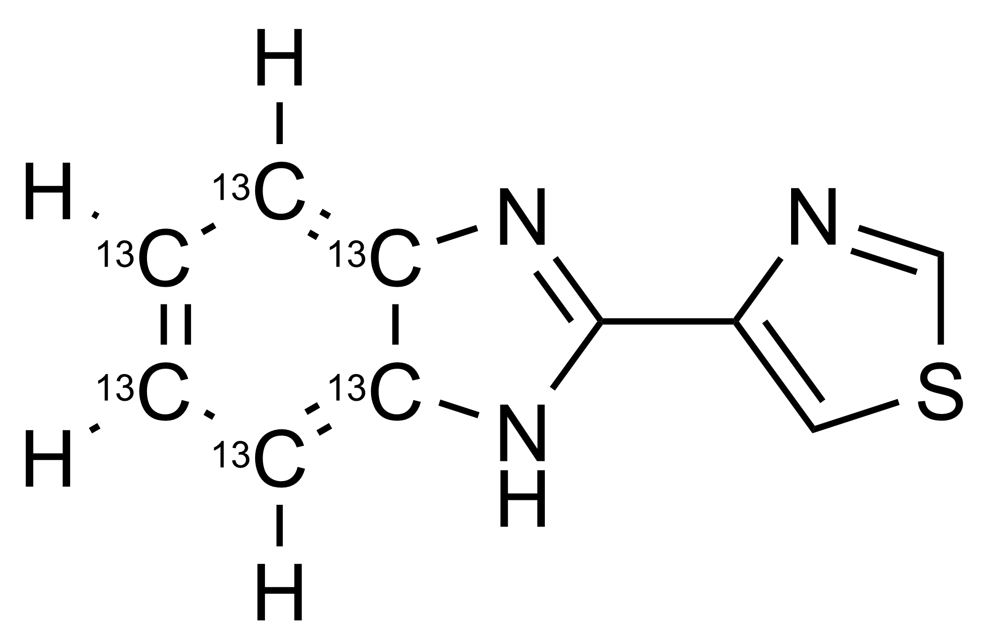 Thiabendazole-13C6 Reference Standard Molecular Structure Molecular structure of Thiabendazole-13C6 reference standard for LC-MS/MS and GC-MS quantification