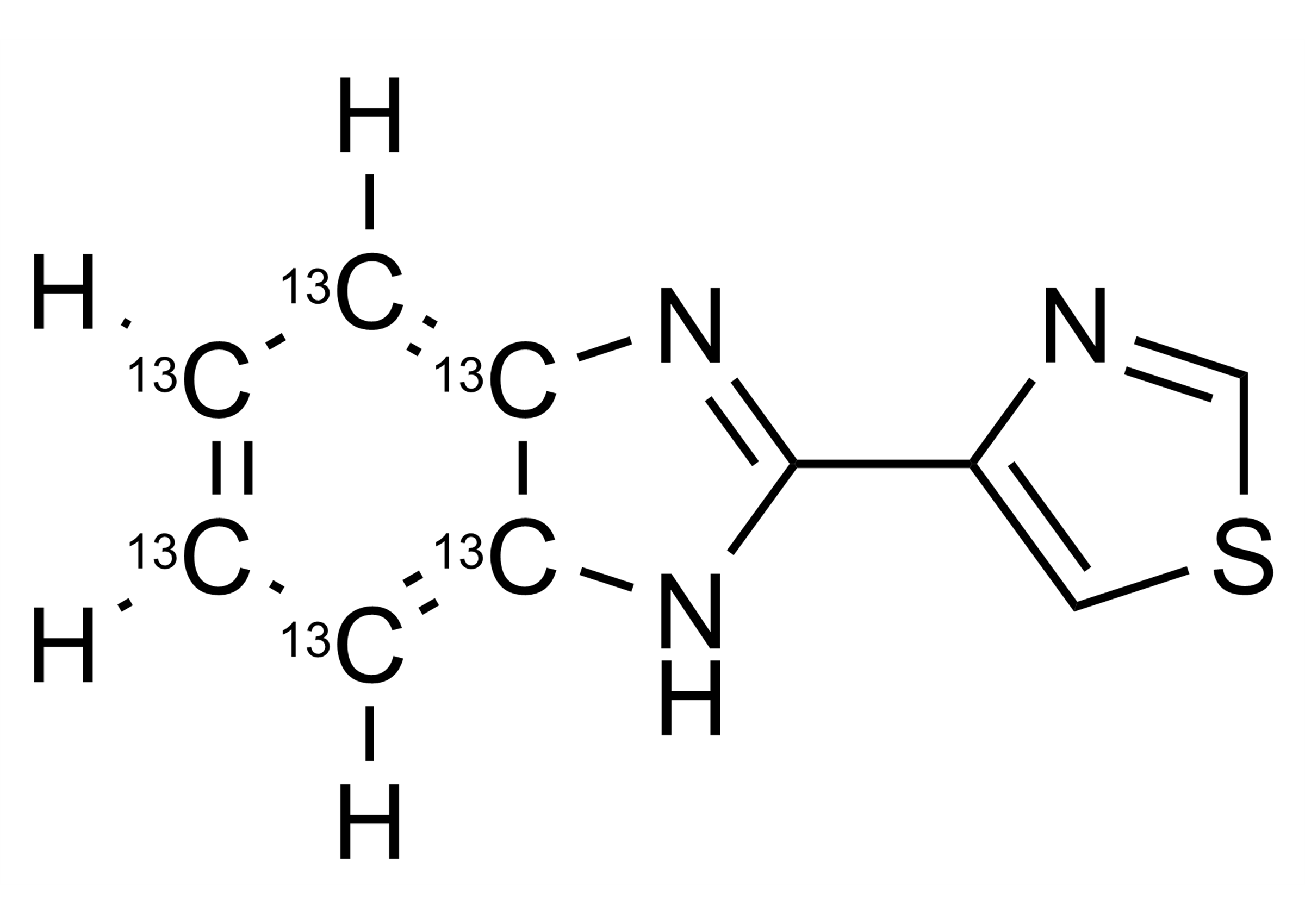 Thiabendazole-13C6 Reference Standard Molecular Structure Molecular structure of Thiabendazole-13C6 reference standard for LC-MS/MS and GC-MS quantification
