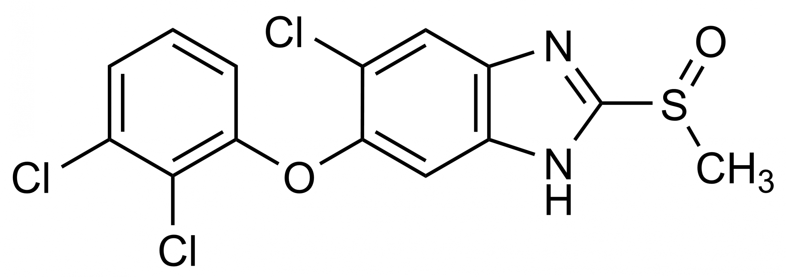 Triclabendazole sulfoxide reference standard molecular structure (CAS 106791-37-1) for LC-MS/MS and GC-MS