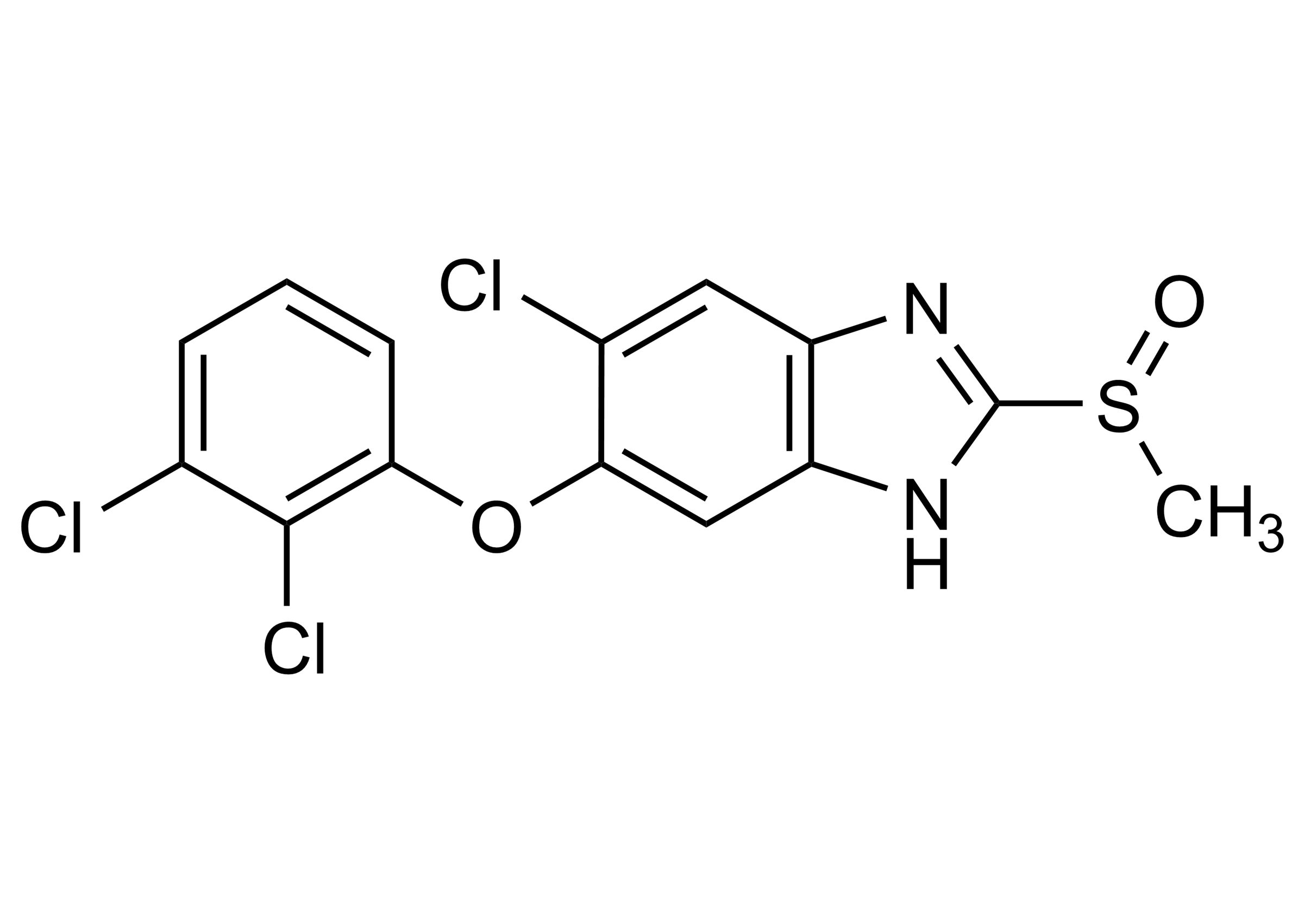 Triclabendazole sulfoxide Reference Standard Structure Image Triclabendazole sulfoxide reference standard molecular structure (CAS 106791-37-1) for LC-MS/MS and GC-MS