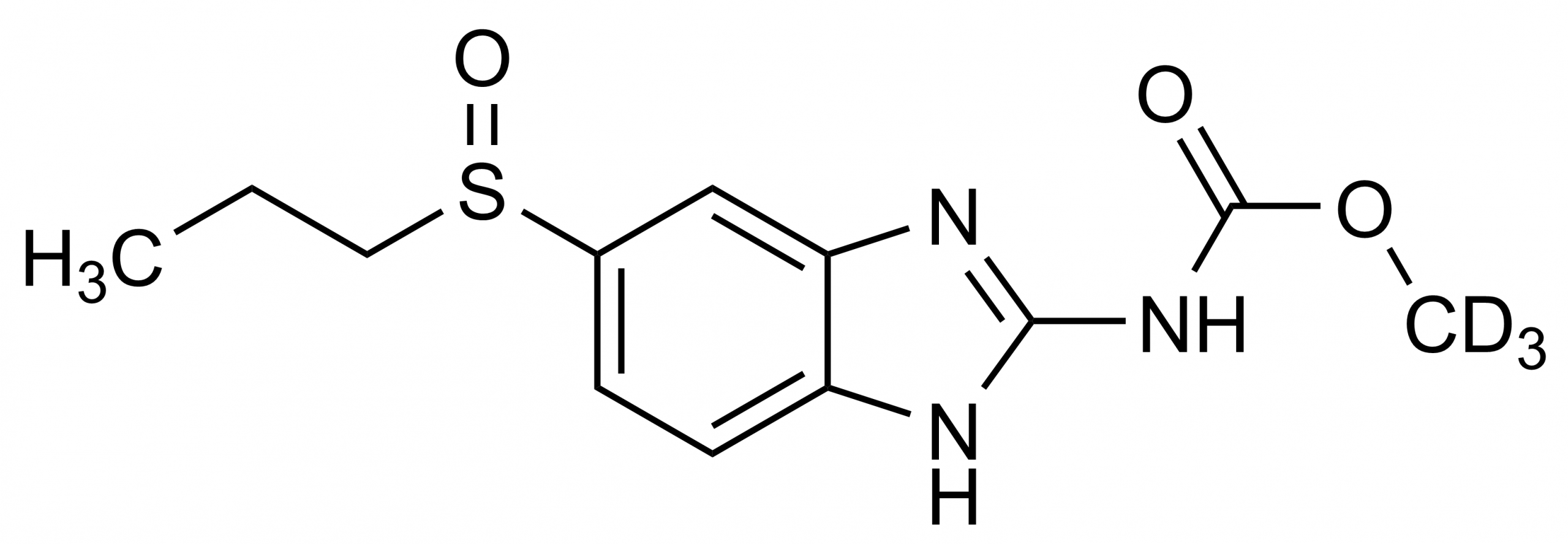 Albendazole sulfoxide-D3 Ricobendazole-D3 Reference Standard Structure Albendazole sulfoxide-D3 Ricobendazole-D3 molecular structure reference standard for LC-MS/MS and GC-MS