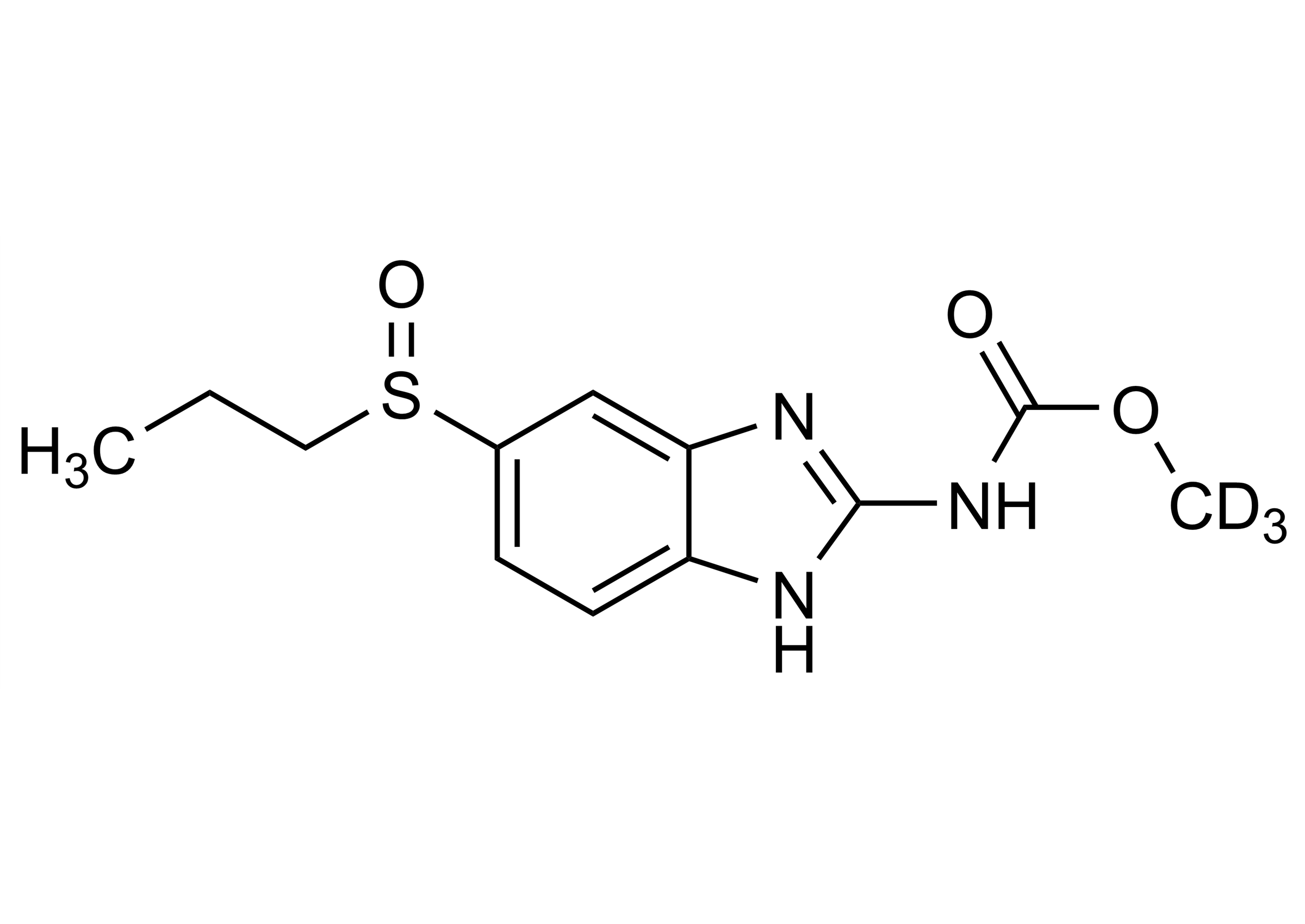 Albendazole sulfoxide-D3 Ricobendazole-D3 Reference Standard Structure Albendazole sulfoxide-D3 Ricobendazole-D3 molecular structure reference standard for LC-MS/MS and GC-MS