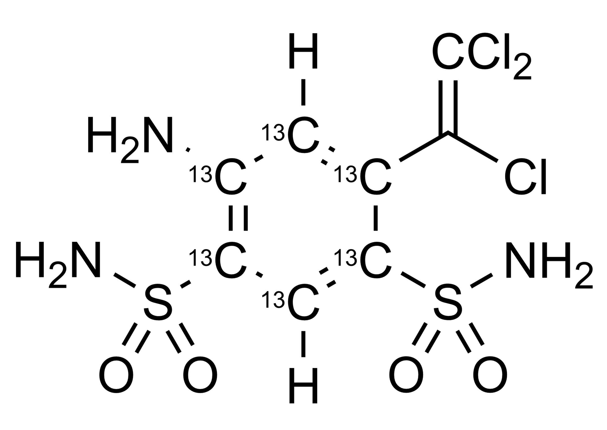 Clorsulon 13C6 reference standard structure for analytical calibration Clorsulon 13C6 reference standard molecular structure for LC-MS/MS and GC-MS