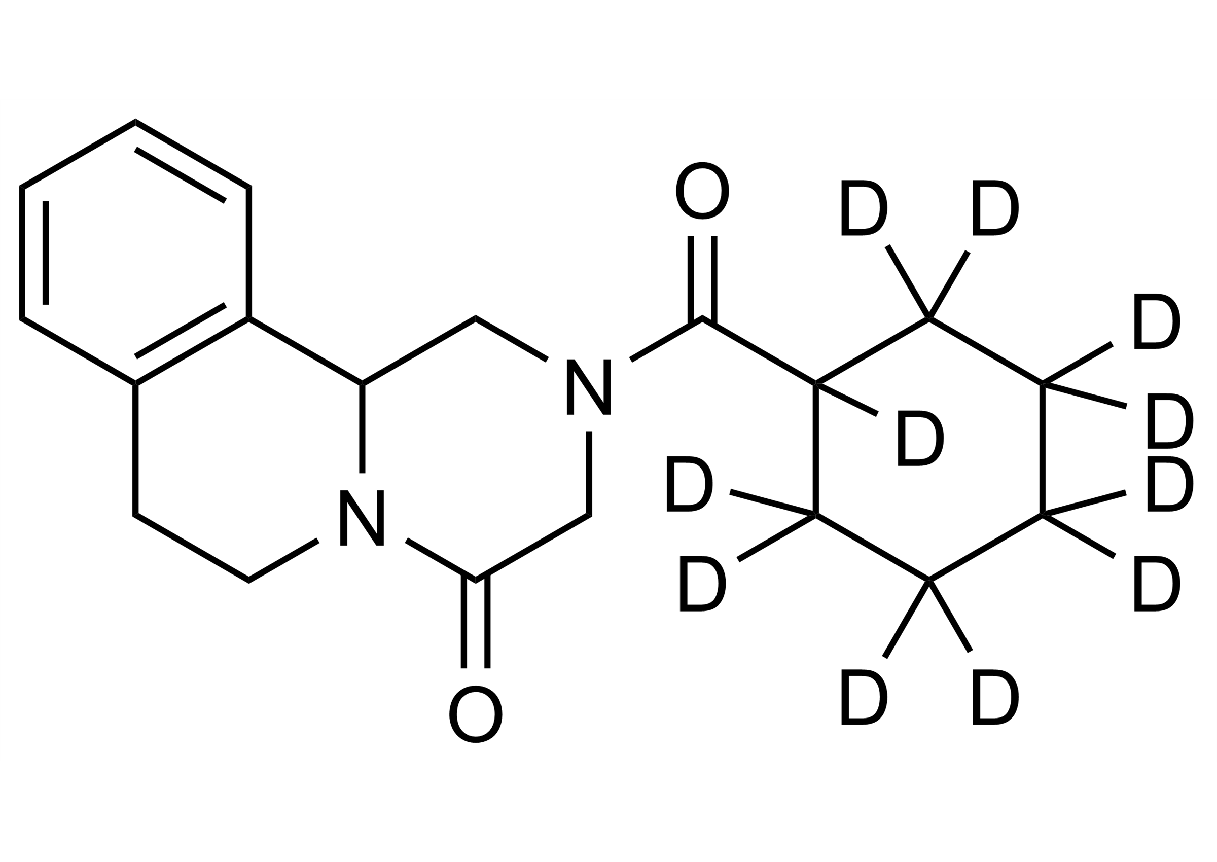 Praziquantel D11 Reference Standard Molecular Structure Praziquantel D11 molecular structure reference standard (CAS 1246343-36-1) for LC-MS/MS and GC-MS calibration