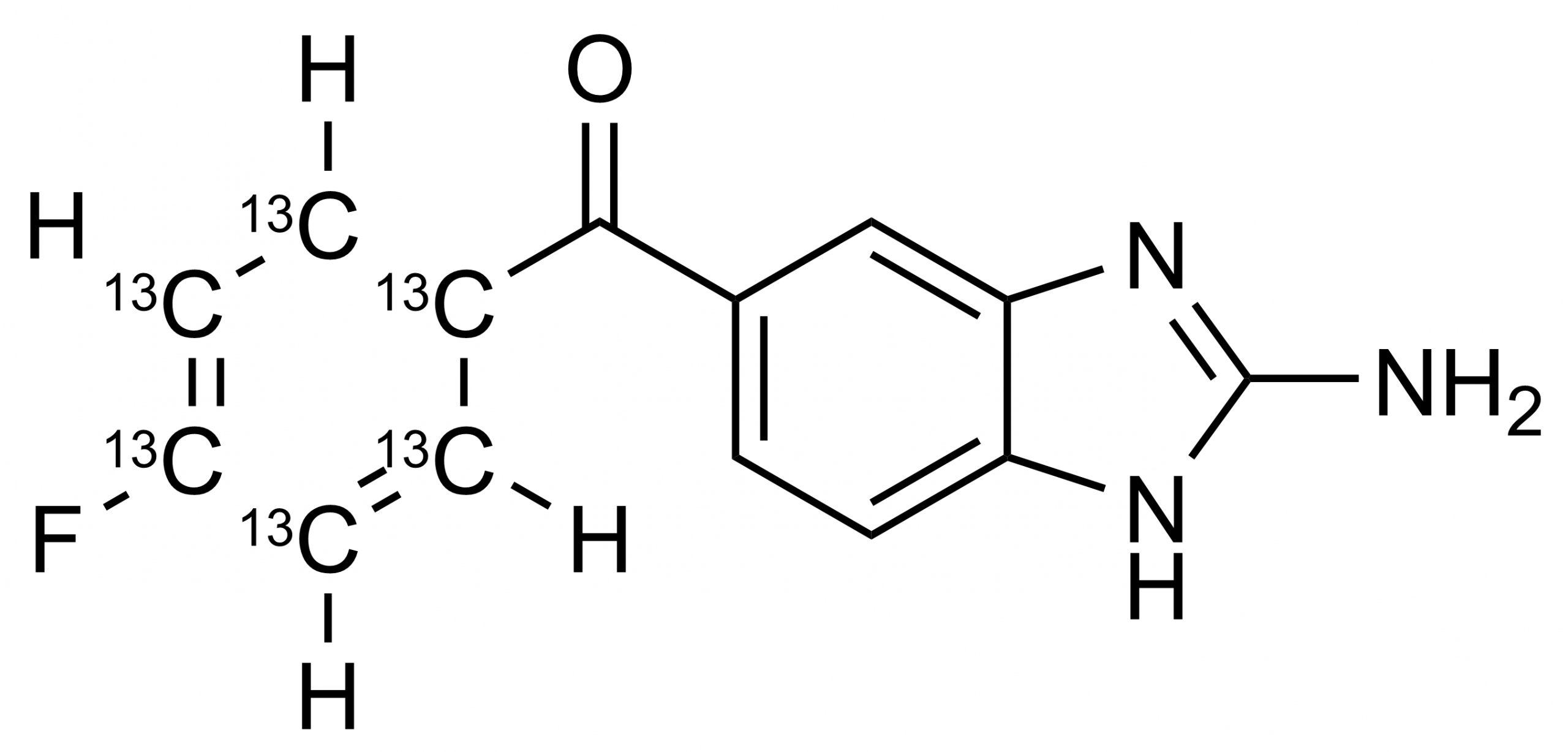 2-Aminoflubendazole-13C6 molecular structure - carbon-13 labeled reference standard by WITEGA Laboratorien