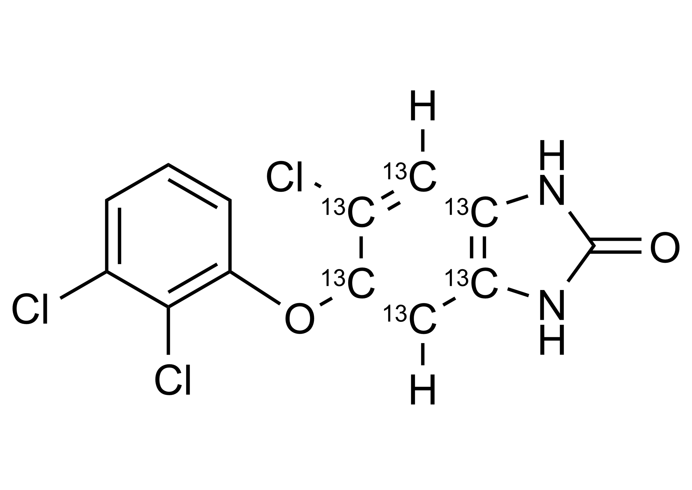Molecular structure of Ketotriclabendazole 13C6 reference standard for LC-MS/MS and GC-MS analysis