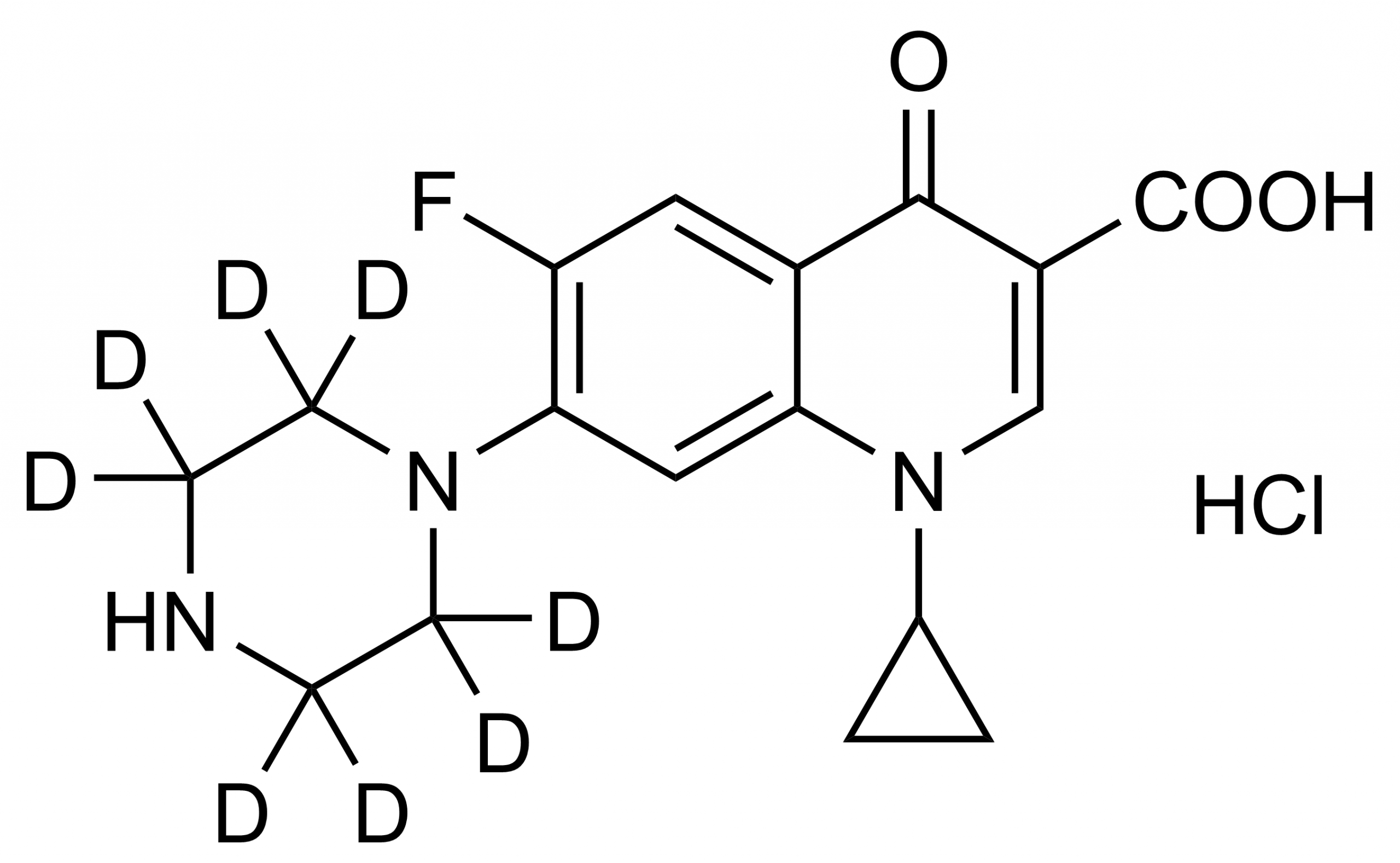 Ciprofloxacin-D8 hydrochloride reference standard molecular structure (CAS 1216659-54-9)