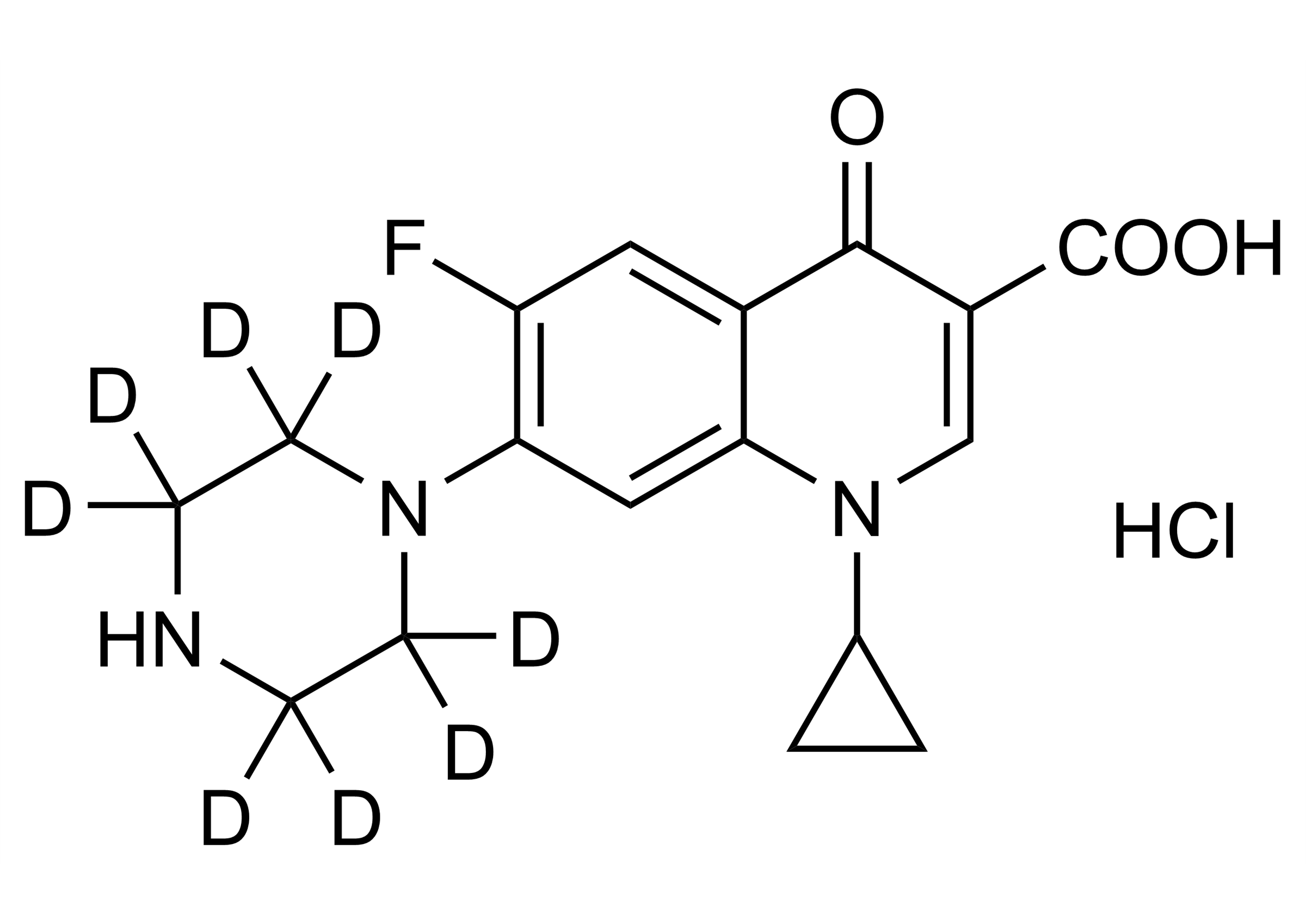 Ciprofloxacin-D8 hydrochloride Reference Standard Molecular Structure Ciprofloxacin-D8 hydrochloride reference standard molecular structure (CAS 1216659-54-9)