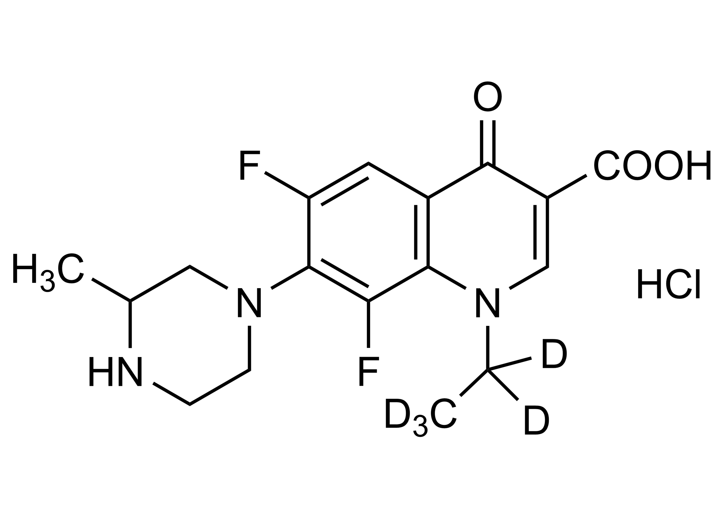 Lomefloxacin-D5 hydrochloride reference standard molecular structure Molecular structure of Lomefloxacin-D5 hydrochloride reference standard