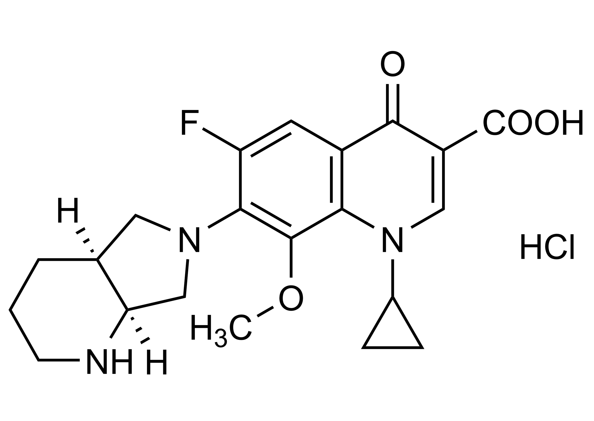 Moxifloxacin hydrochloride reference standard structure image Molecular structure of Moxifloxacin hydrochloride reference standard for LC-MS MS and GC-MS analysis