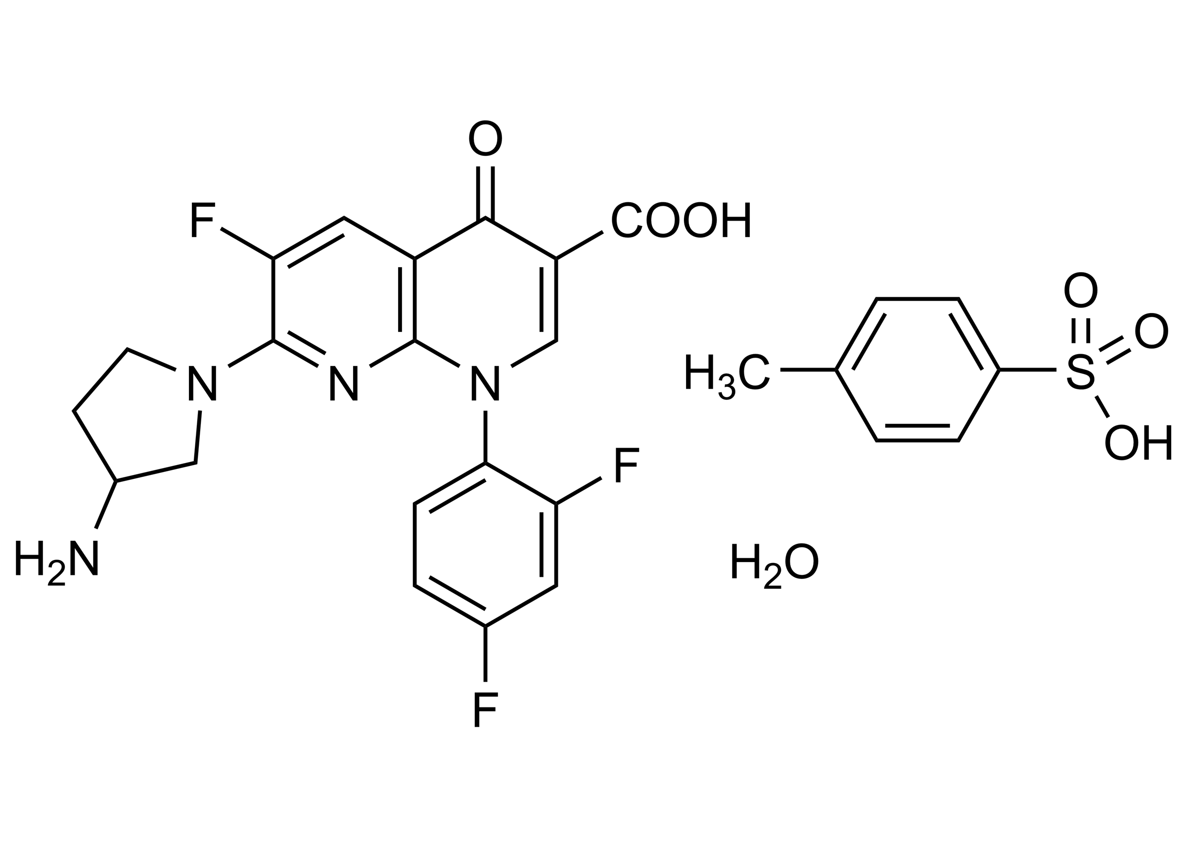 Tosufloxacin toluenesulfonate hydrate Reference Standard Structure Tosufloxacin toluenesulfonate hydrate reference standard molecular structure