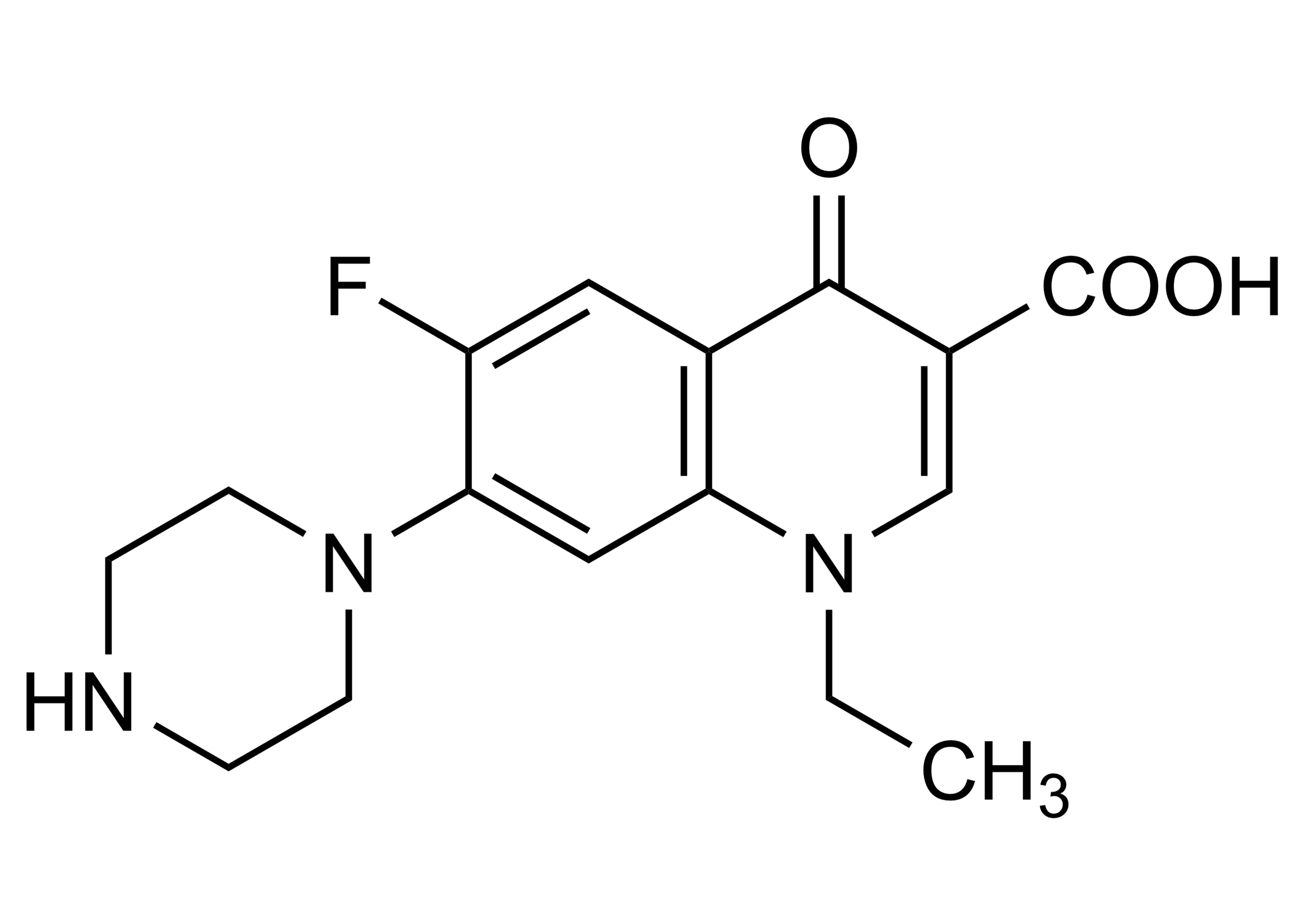 Norfloxacin Reference Standard Structure CH034 Norfloxacin reference standard molecular structure, CAS 70458-96-7