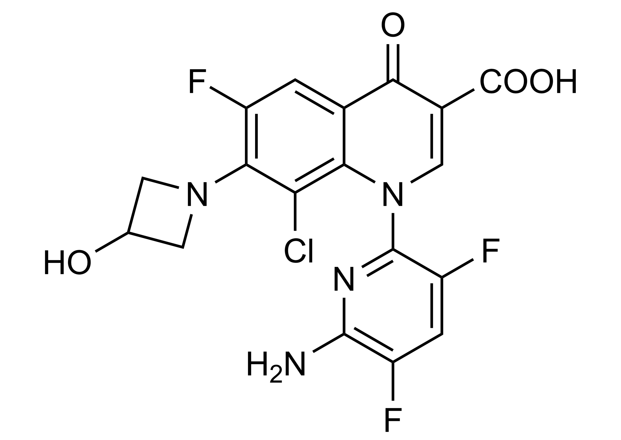 Delafloxacin Reference Standard Structure for LC-MS/MS Calibration Delafloxacin reference standard molecular structure for LC-MS/MS and GC-MS quantification and calibration