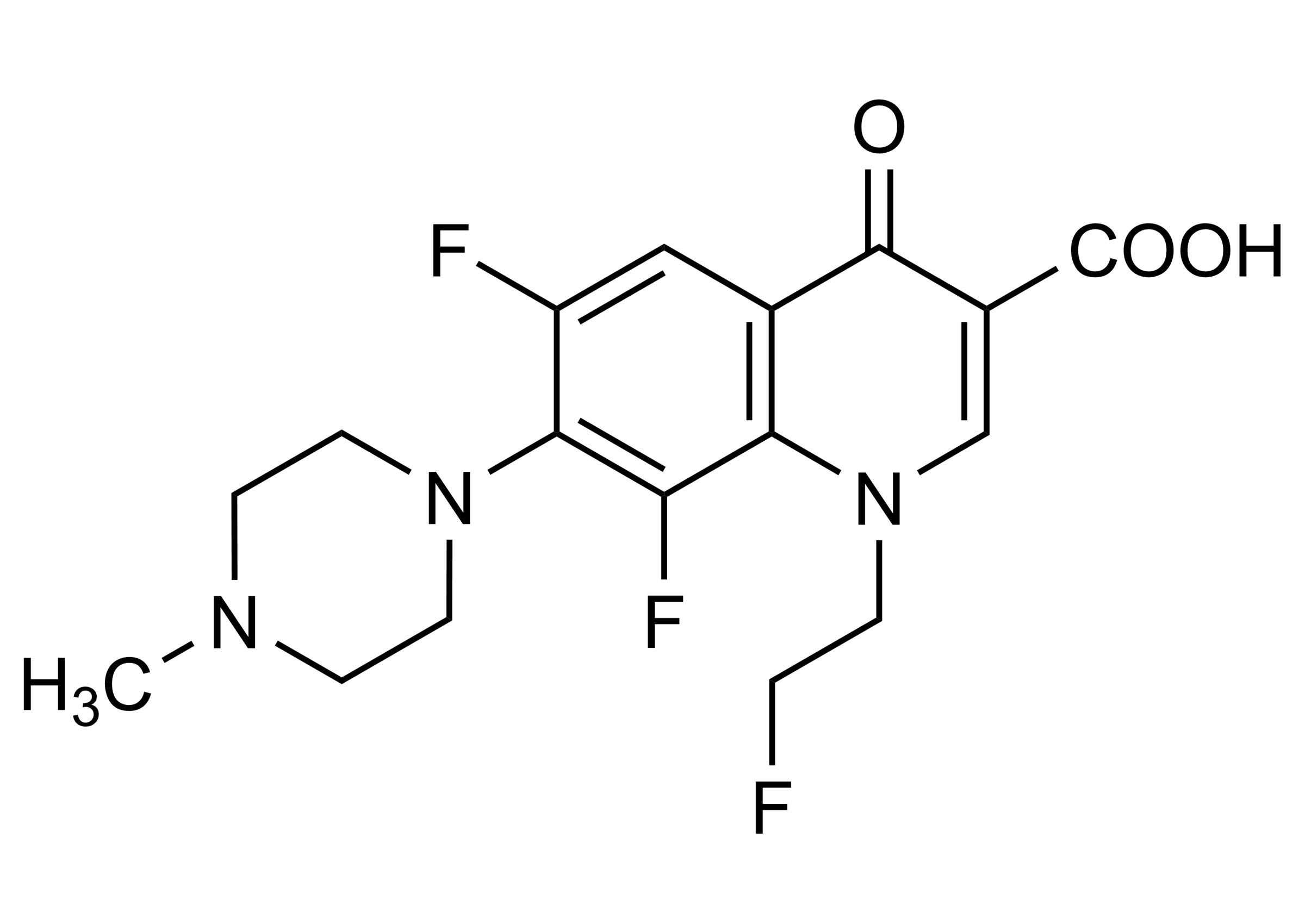 Fleroxacin Reference Standard Molecular Structure Fleroxacin reference standard molecular structure (CAS 79660-72-3) for LC-MS/MS and GC-MS quantification