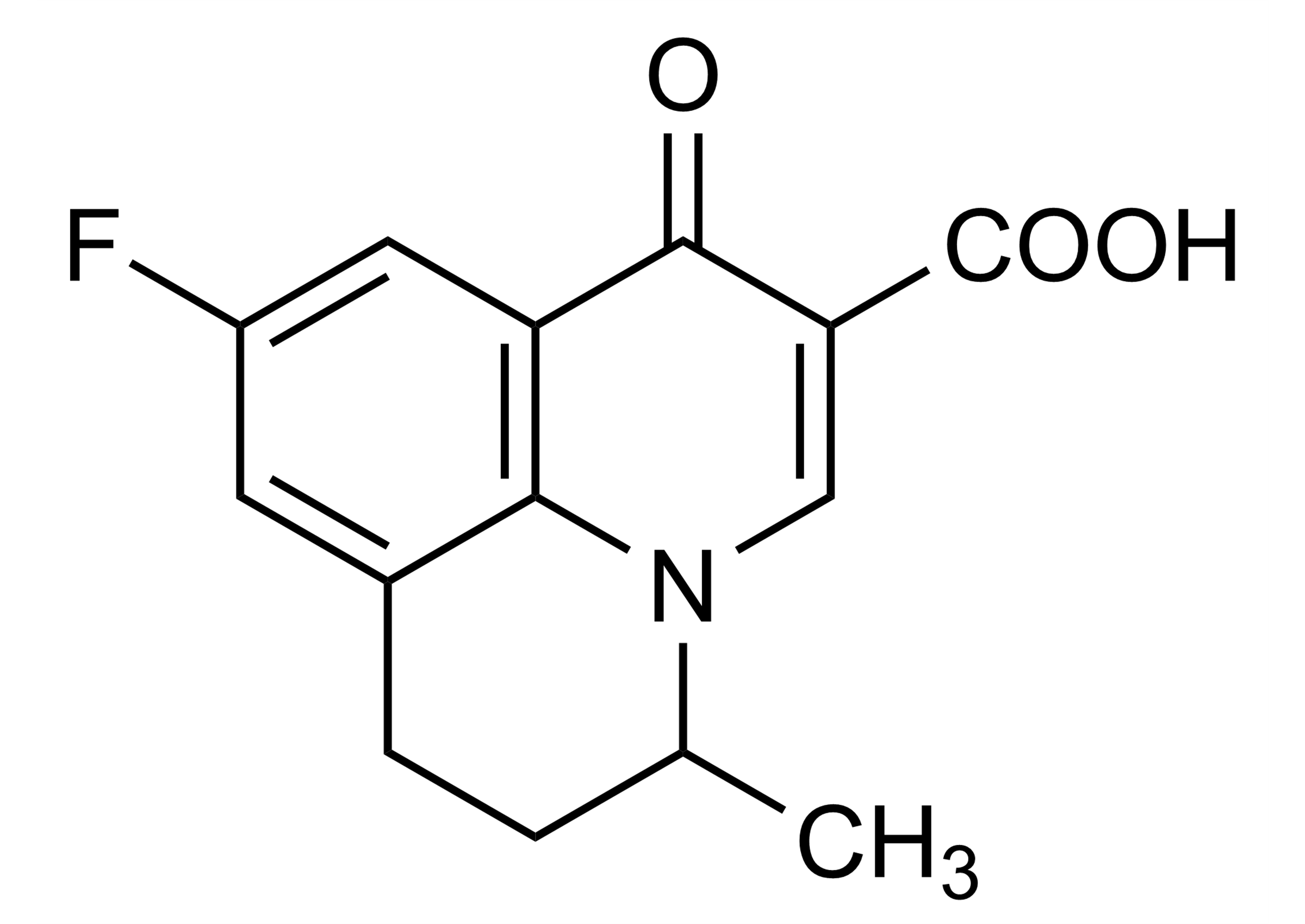 Flumequine Reference Standard Structure (CAS 42835-25-6) Flumequine reference standard molecular structure (CAS 42835-25-6) for LC-MS/MS and GC-MS calibration