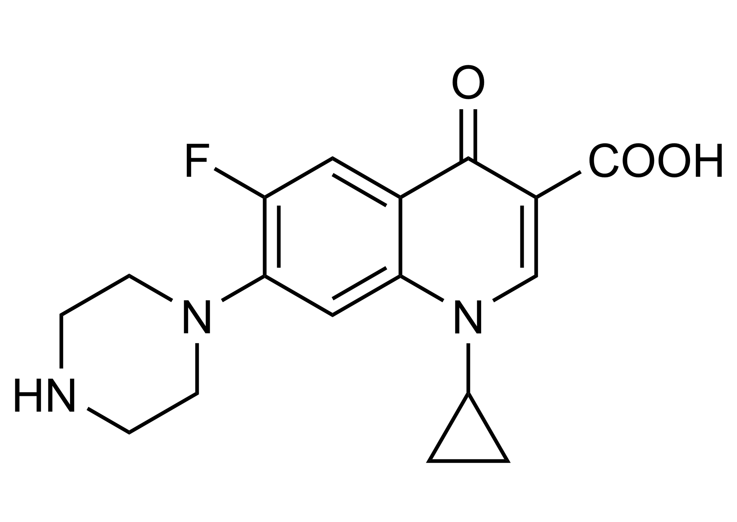 Ciprofloxacin Reference Standard Structure - WITEGA Laboratorien Berlin-Adlershof GmbH Ciprofloxacin reference standard molecular structure (CAS 85721-33-1)