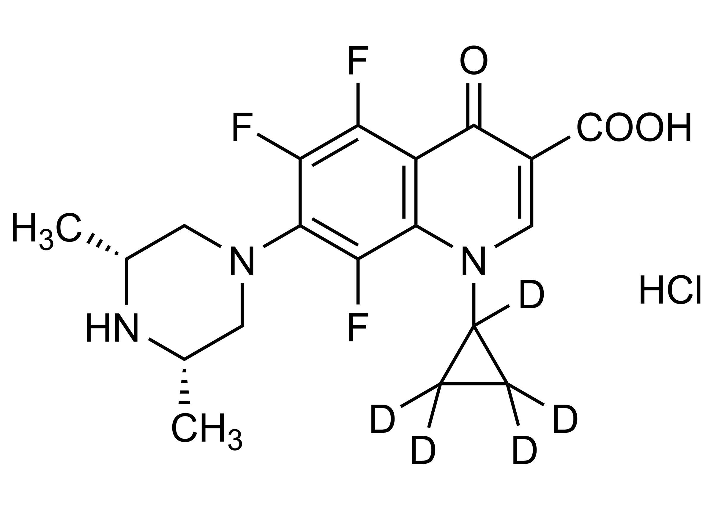 Orbifloxacin-D5 hydrochloride Reference Standard Structure Orbifloxacin-D5 hydrochloride reference standard molecular structure for LC-MS/MS calibration