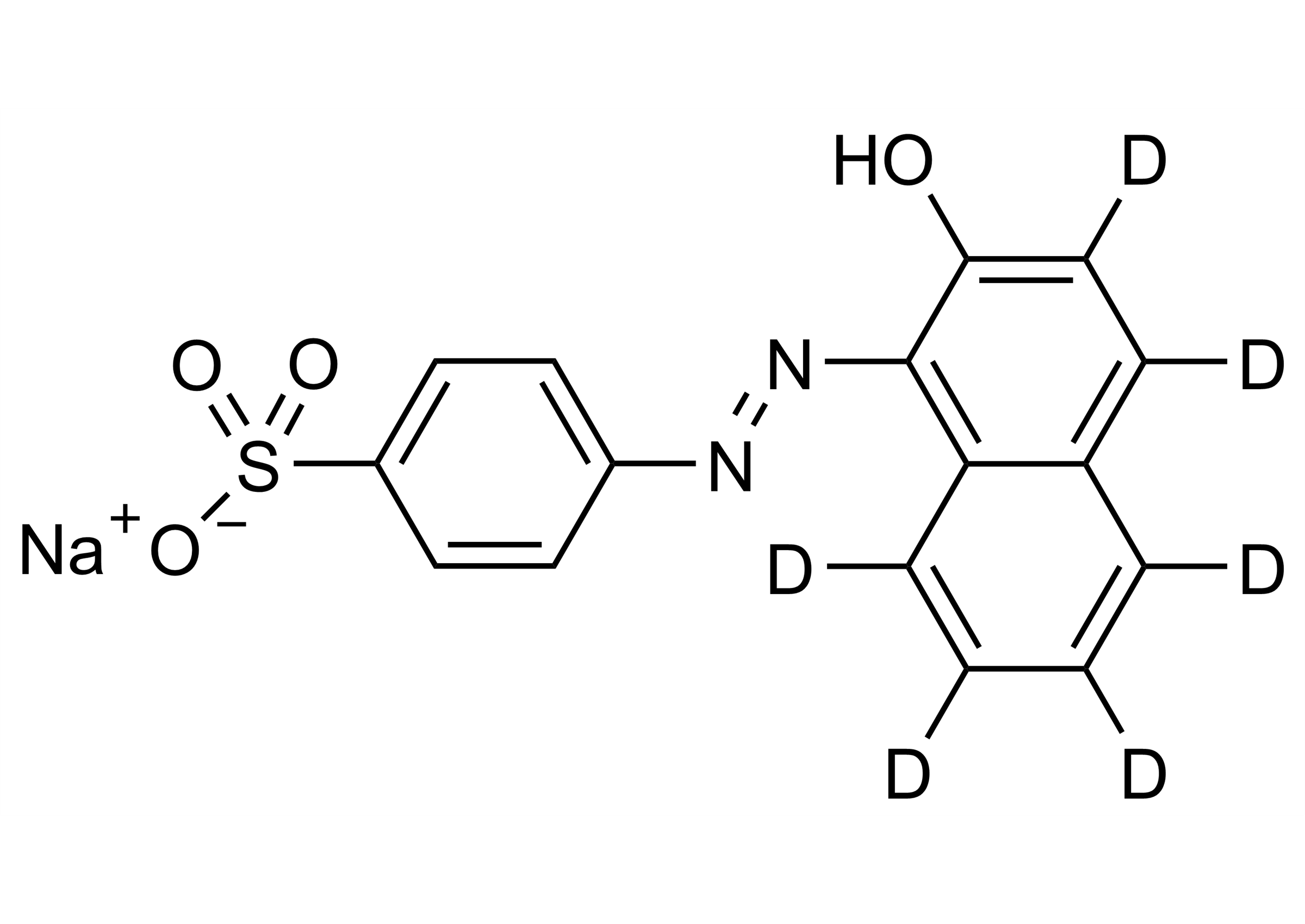 Orange II D6 sodium salt Acid Orange 7 D6 sodium salt Reference Standard Structure Molecular structure of Orange II D6 sodium salt Acid Orange 7 D6 sodium salt reference standard