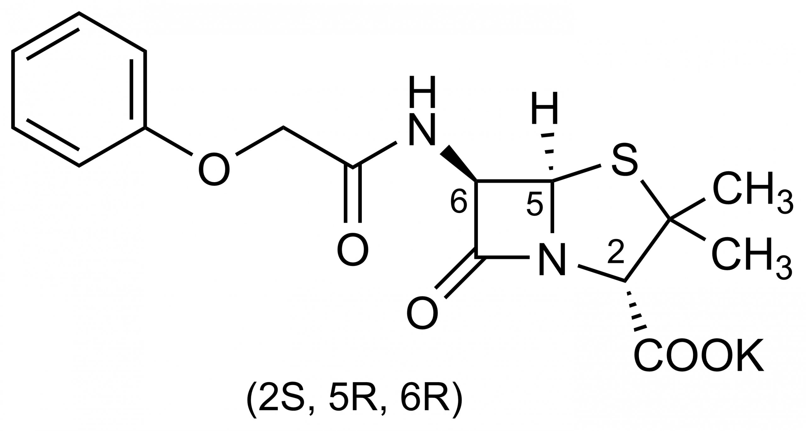 Phenoxymethylpenicillin potassium salt Penicillin V reference standard molecular structure (CAS 132-98-9)