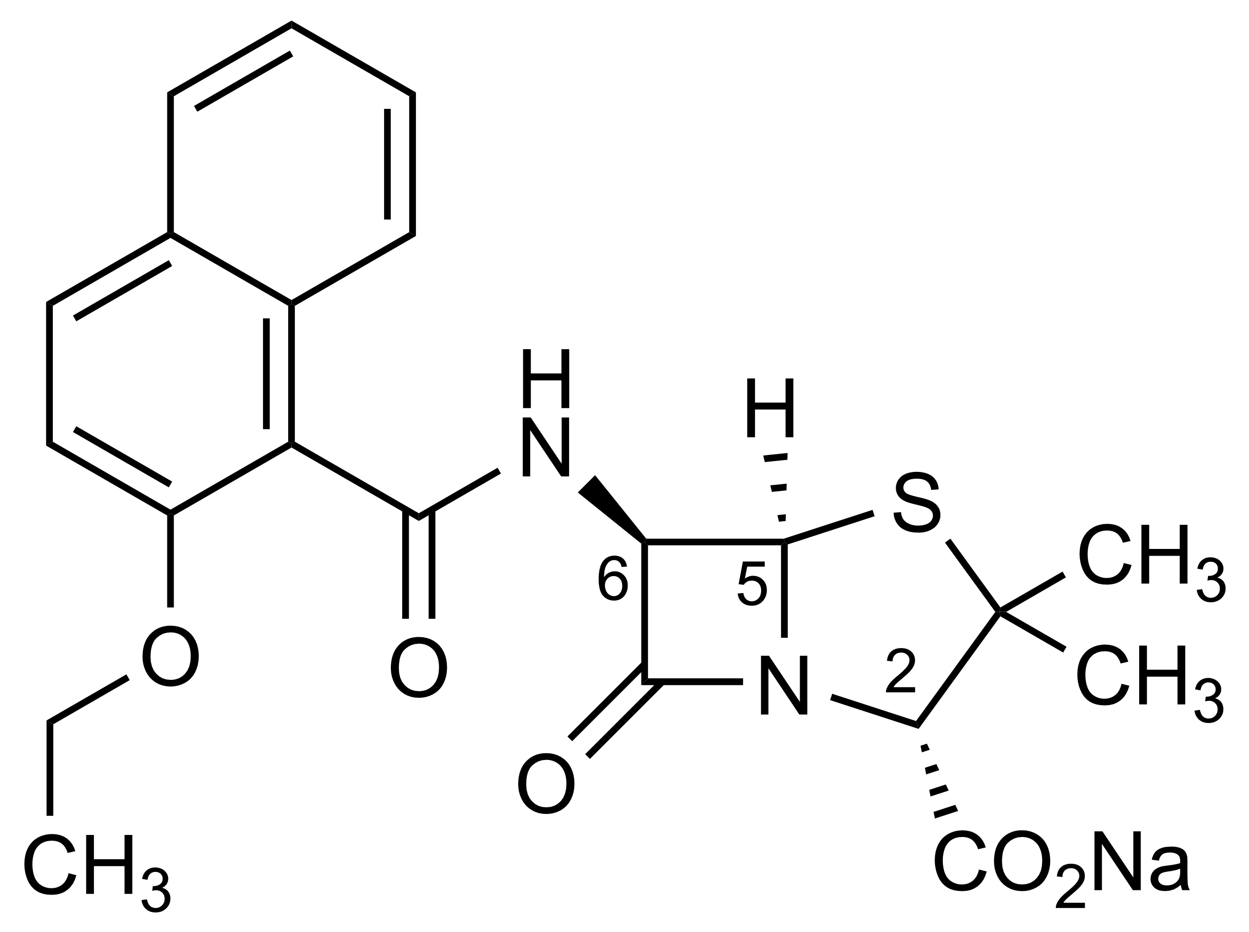 Nafcillin sodium salt (CAS 985-16-0) molecular structure reference standard image
