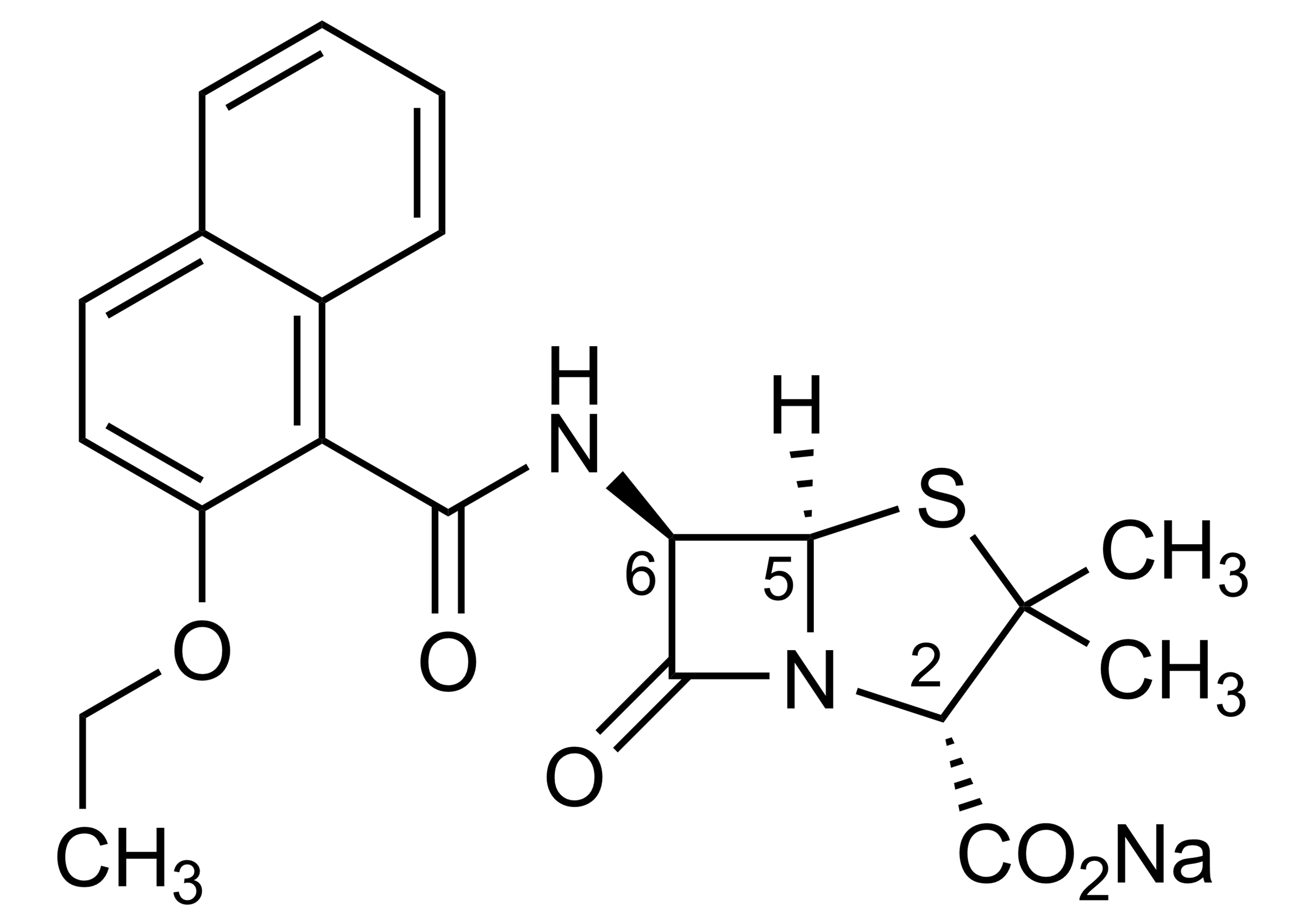 Nafcillin sodium salt Reference Standard Structure Nafcillin sodium salt (CAS 985-16-0) molecular structure reference standard image