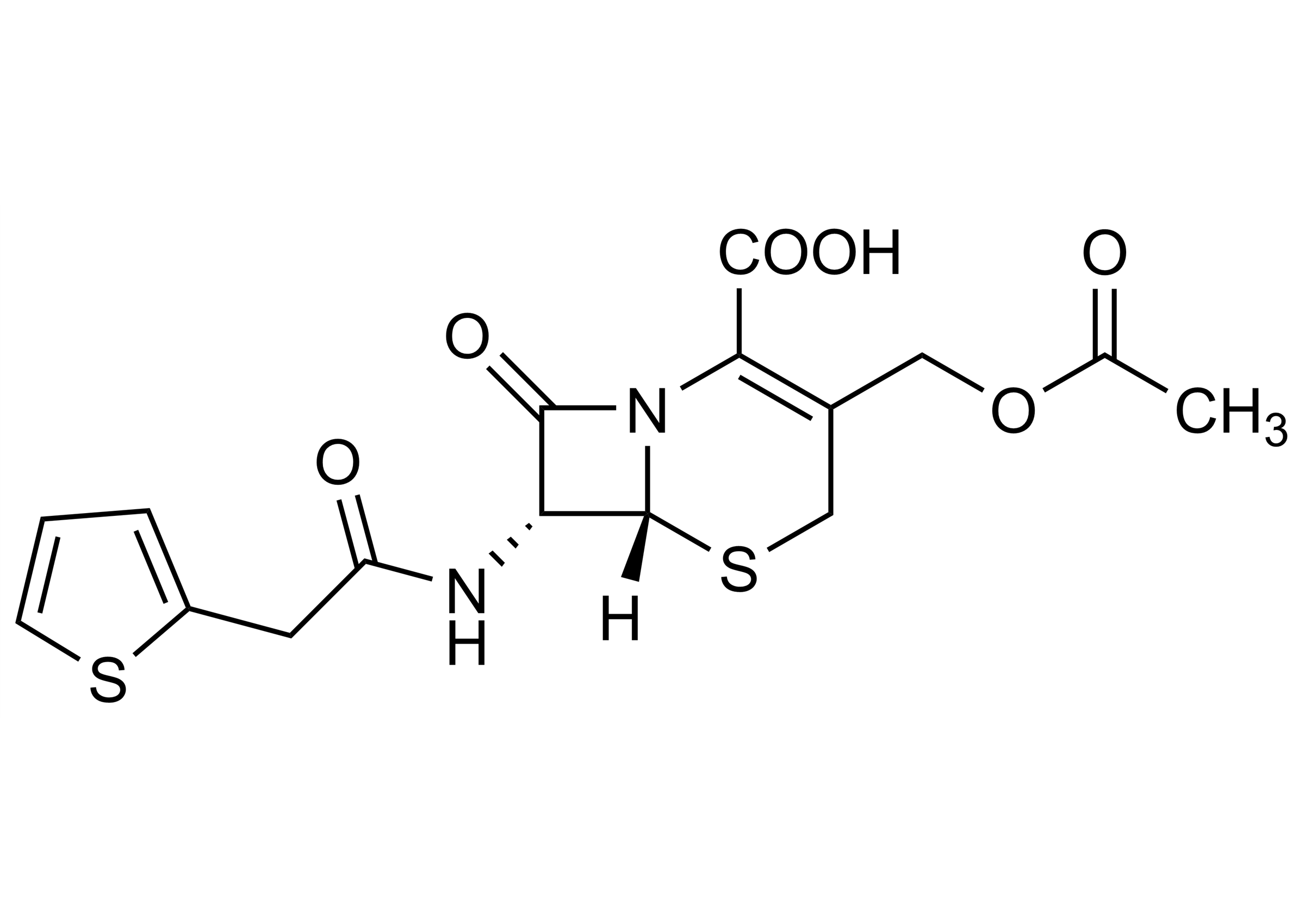 Cefalotin Reference Standard - Molecular Structure Cefalotin reference standard molecular structure for LC-MS/MS and GC-MS calibration